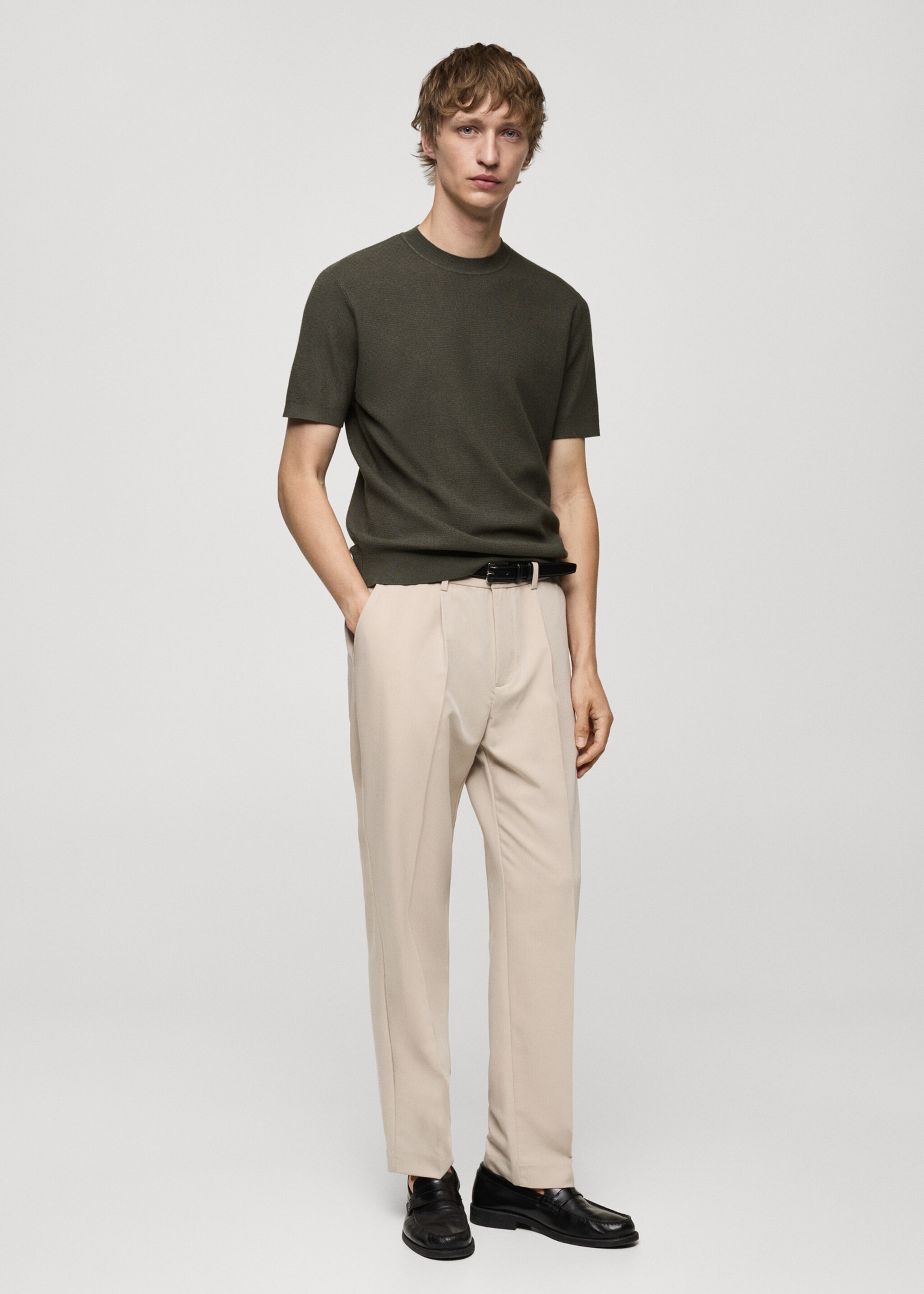 Structured knitted t-shirt - General plane, Forest Green. Ref: 77074445-00.