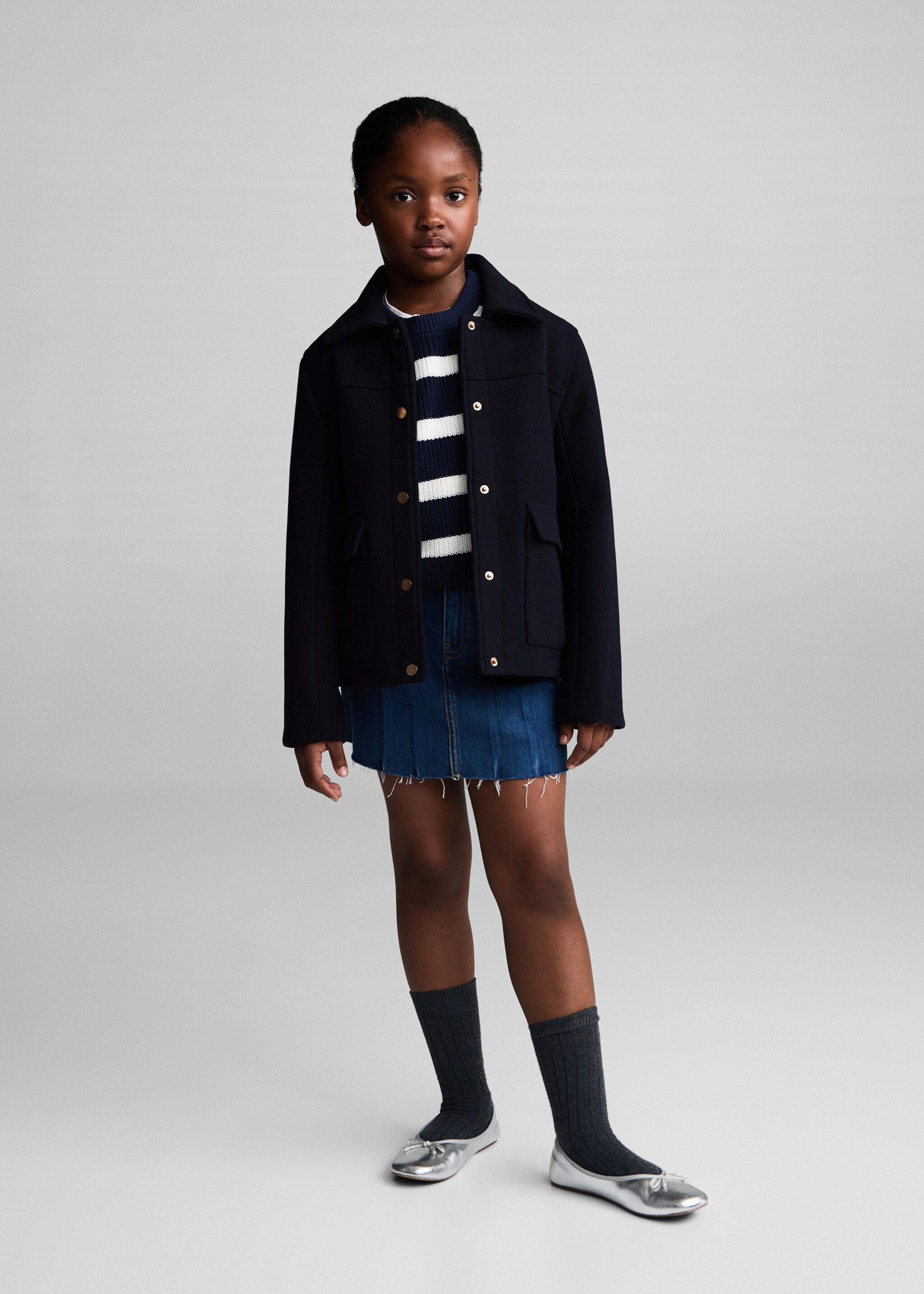 Manteau droit poches - Plan général, Bleu marine foncé. Ref: 77074449-00.