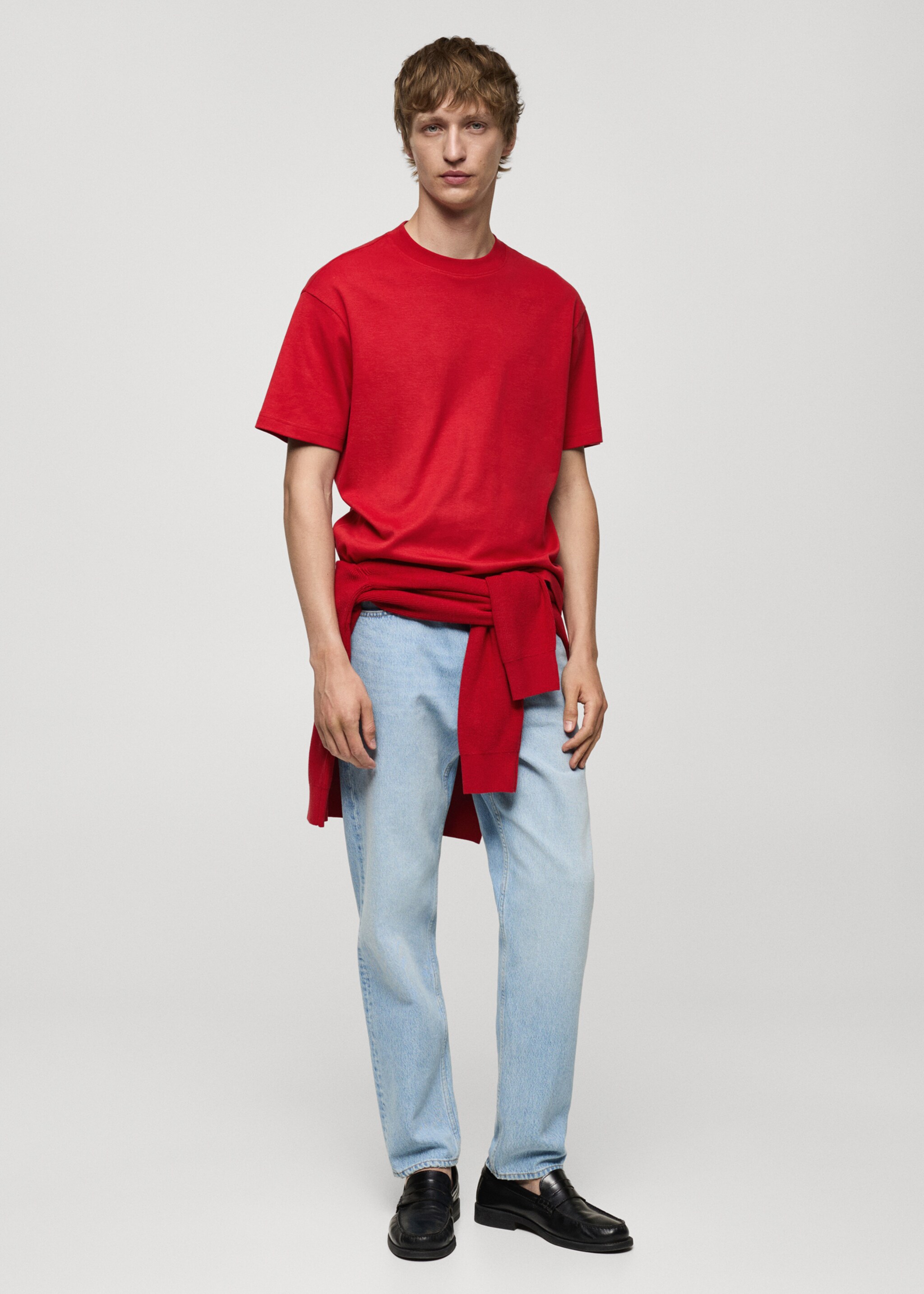 Relaxed Fit-T-Shirt aus 100 % Baumwolle - Allgemeine Ansicht, Rot. Ref: 77074450-00.