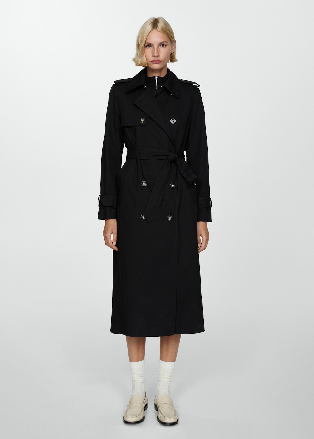 Double-breasted cotton trench coat - Women | MANGO OUTLET USA