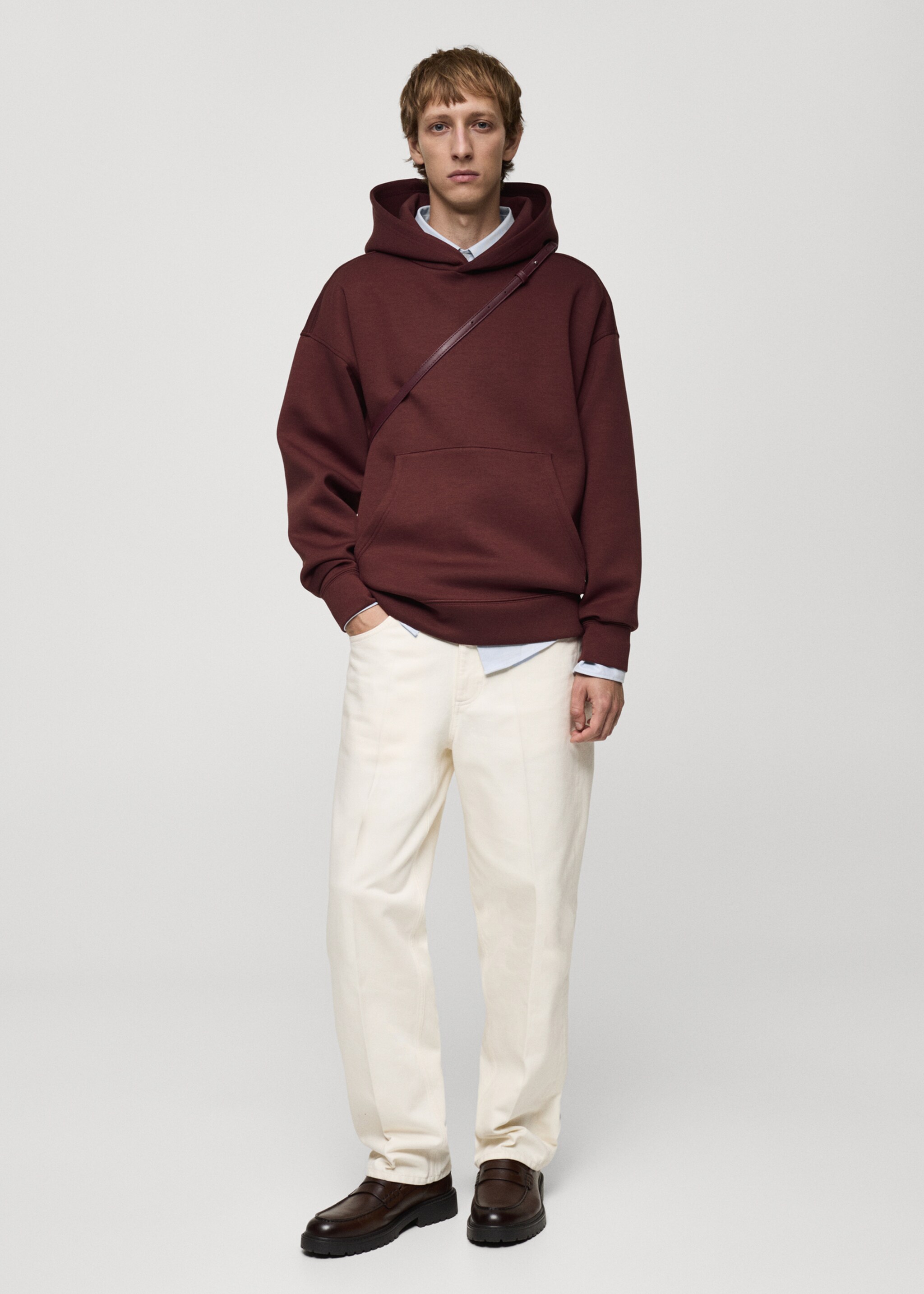 Relaxed-fit hooded sweatshirt - General plane, Burgundy. Ref: 77075638-00.