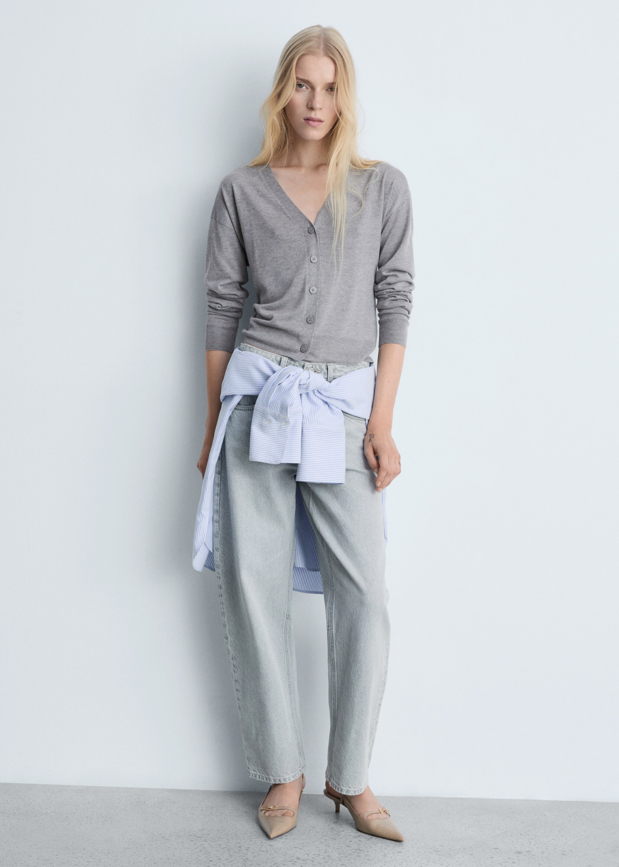 Button knit cardigan - General plane, Light Heather Grey. Ref: 77075651-00.