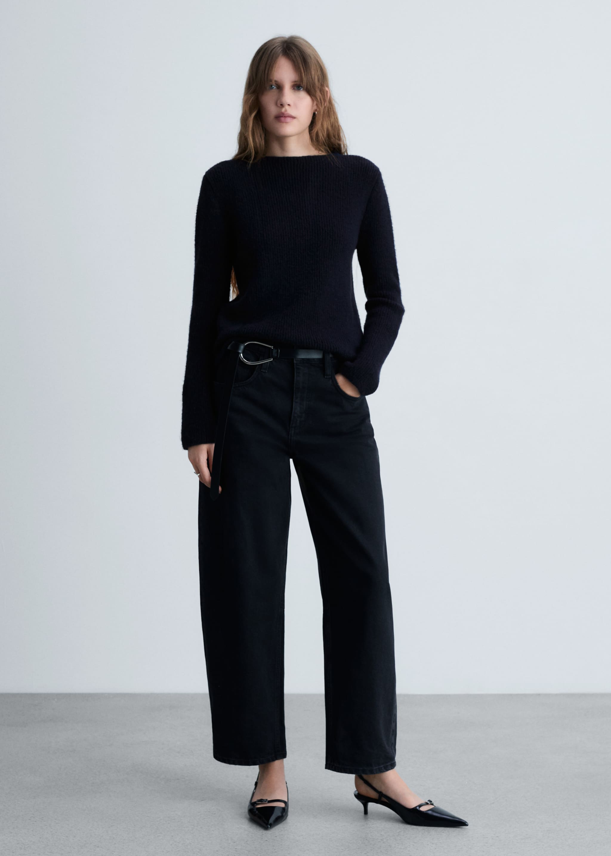 Knitted sweater with perkins neck - General plane, Dark Navy. Ref: 77075665-00.