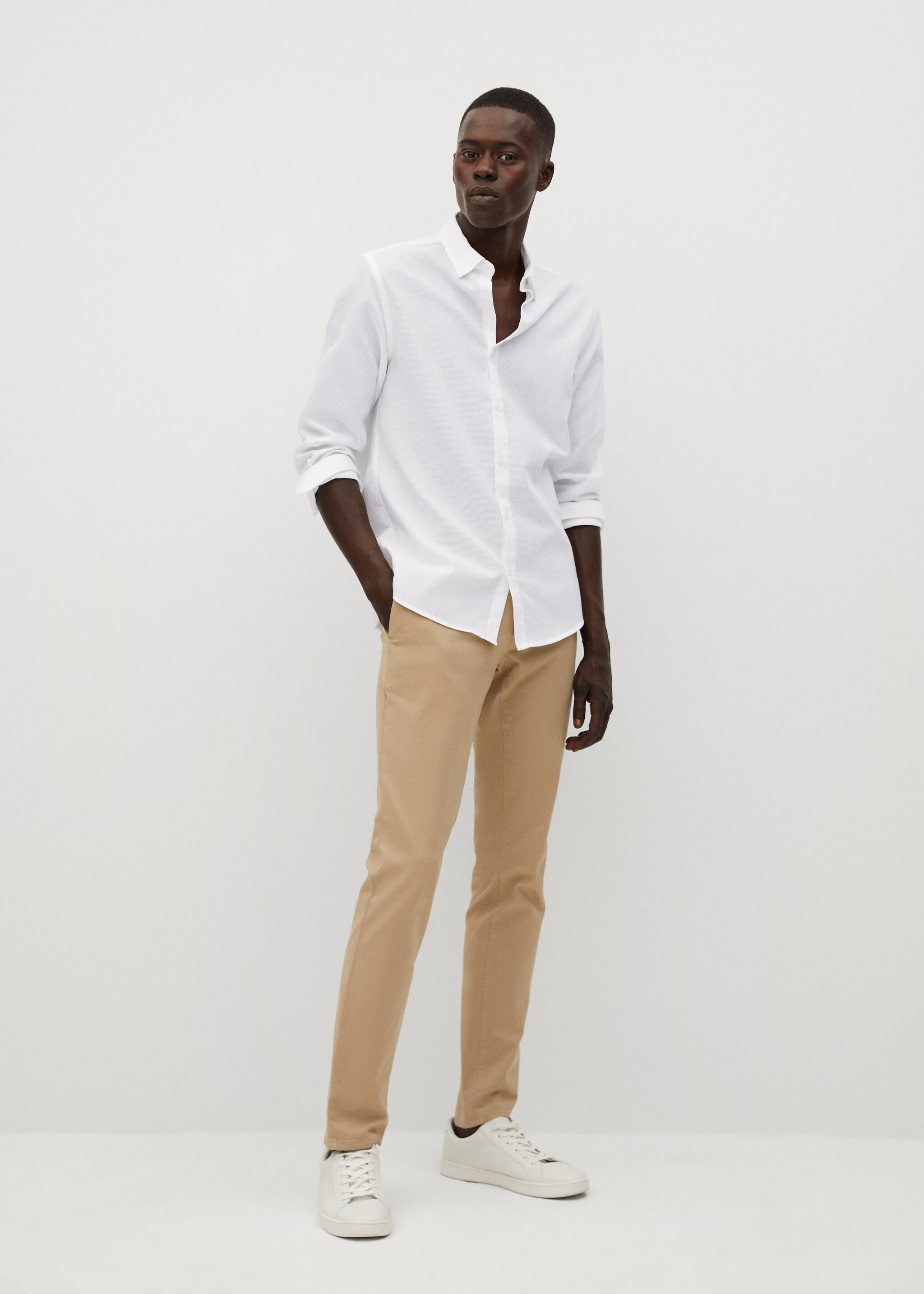 Slim-fit textured cotton shirt - General plane