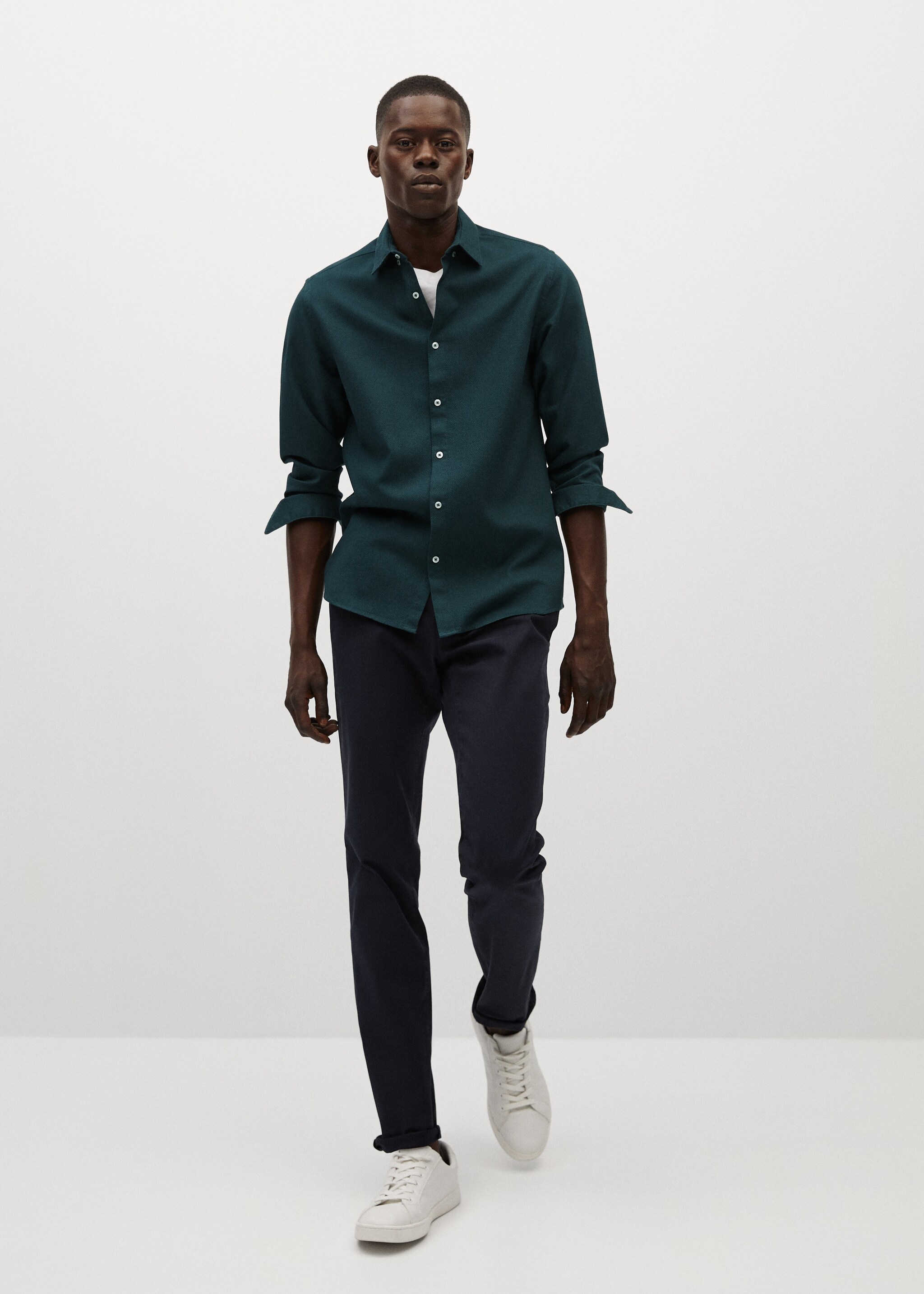 Slim-fit textured cotton shirt - General plane
