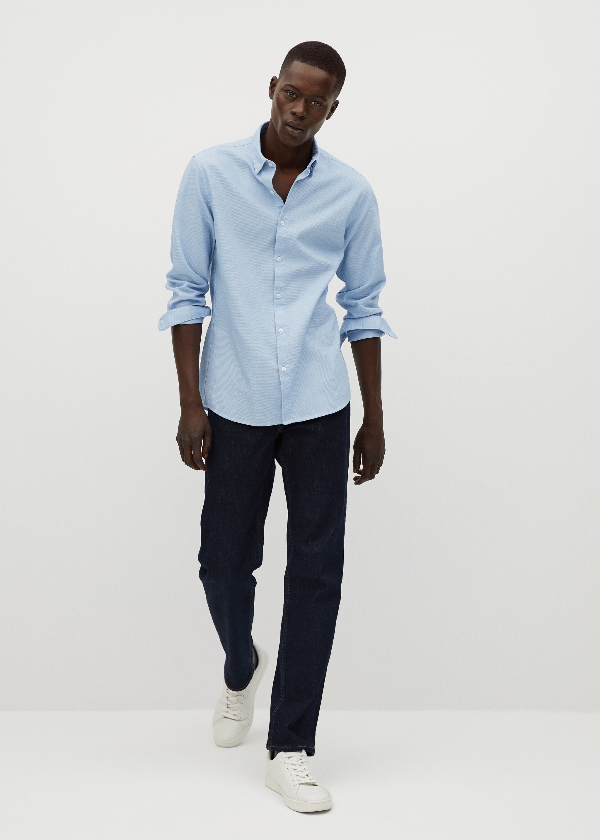 Slim-fit textured cotton shirt - General plane