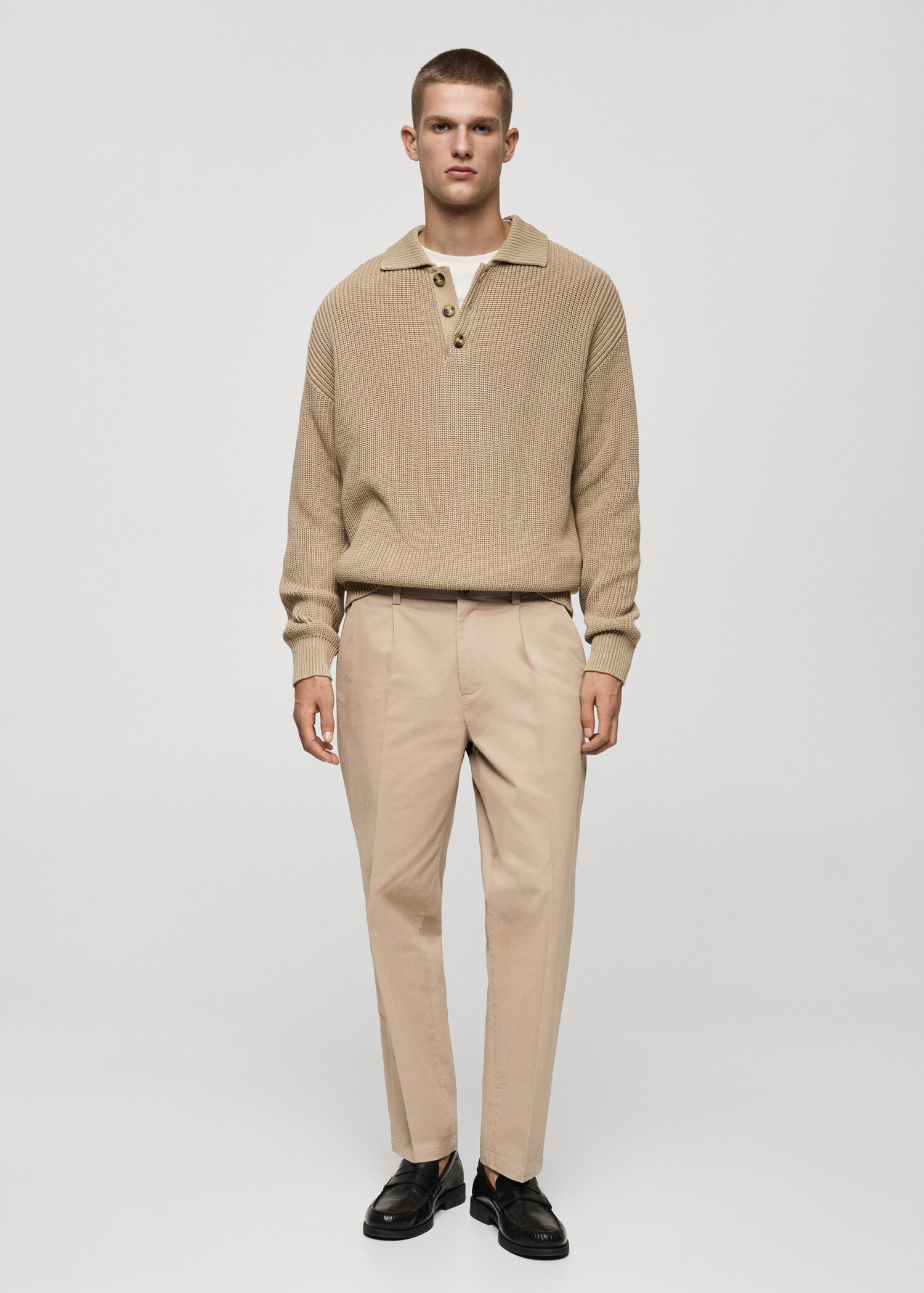 Regular Fit Bundfaltenhose aus Baumwolle - Allgemeine Ansicht
