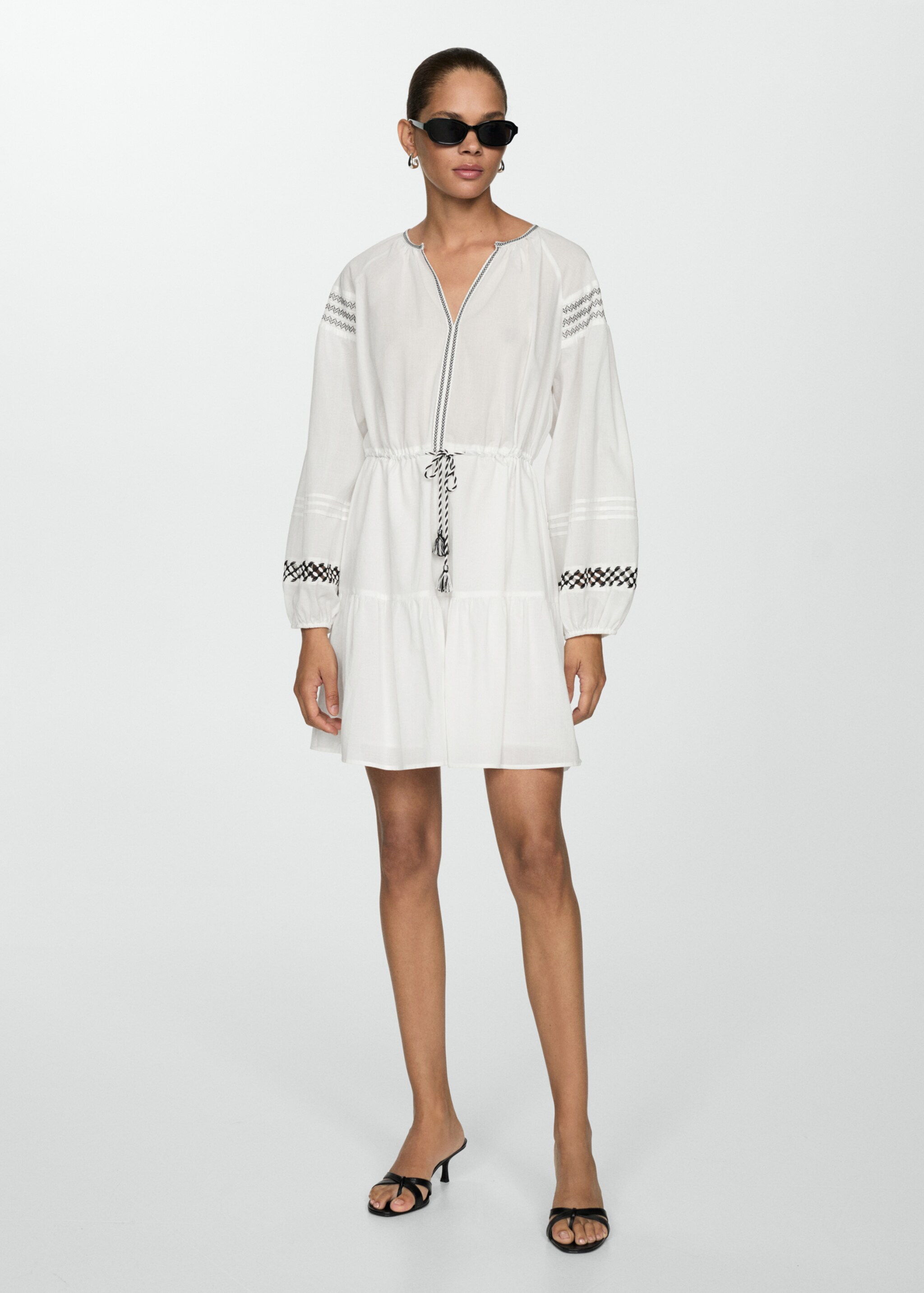 Cotton dress with embroidered details - General plane
