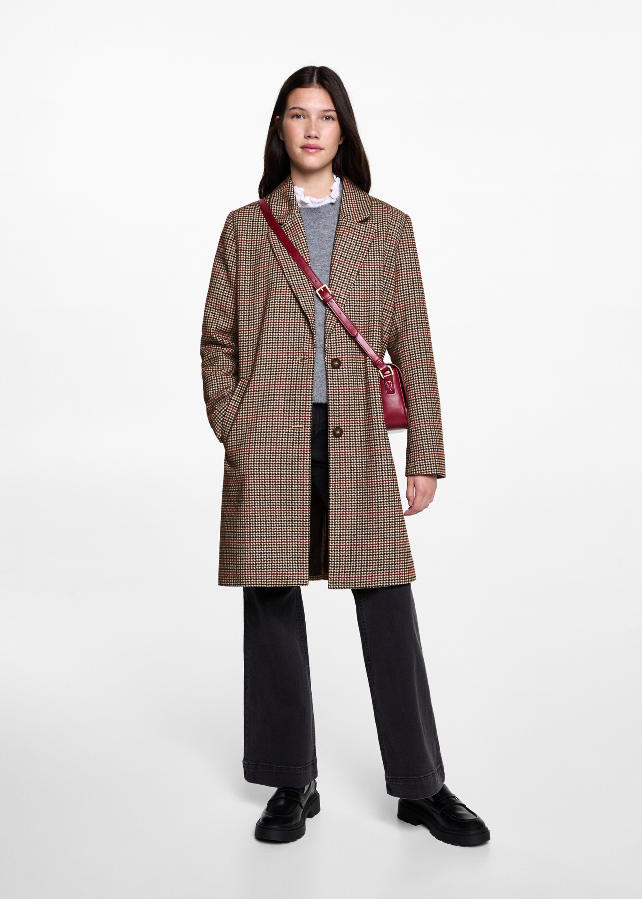 Houndstooth coat - General plane, Beige. Ref: 77076000-00.