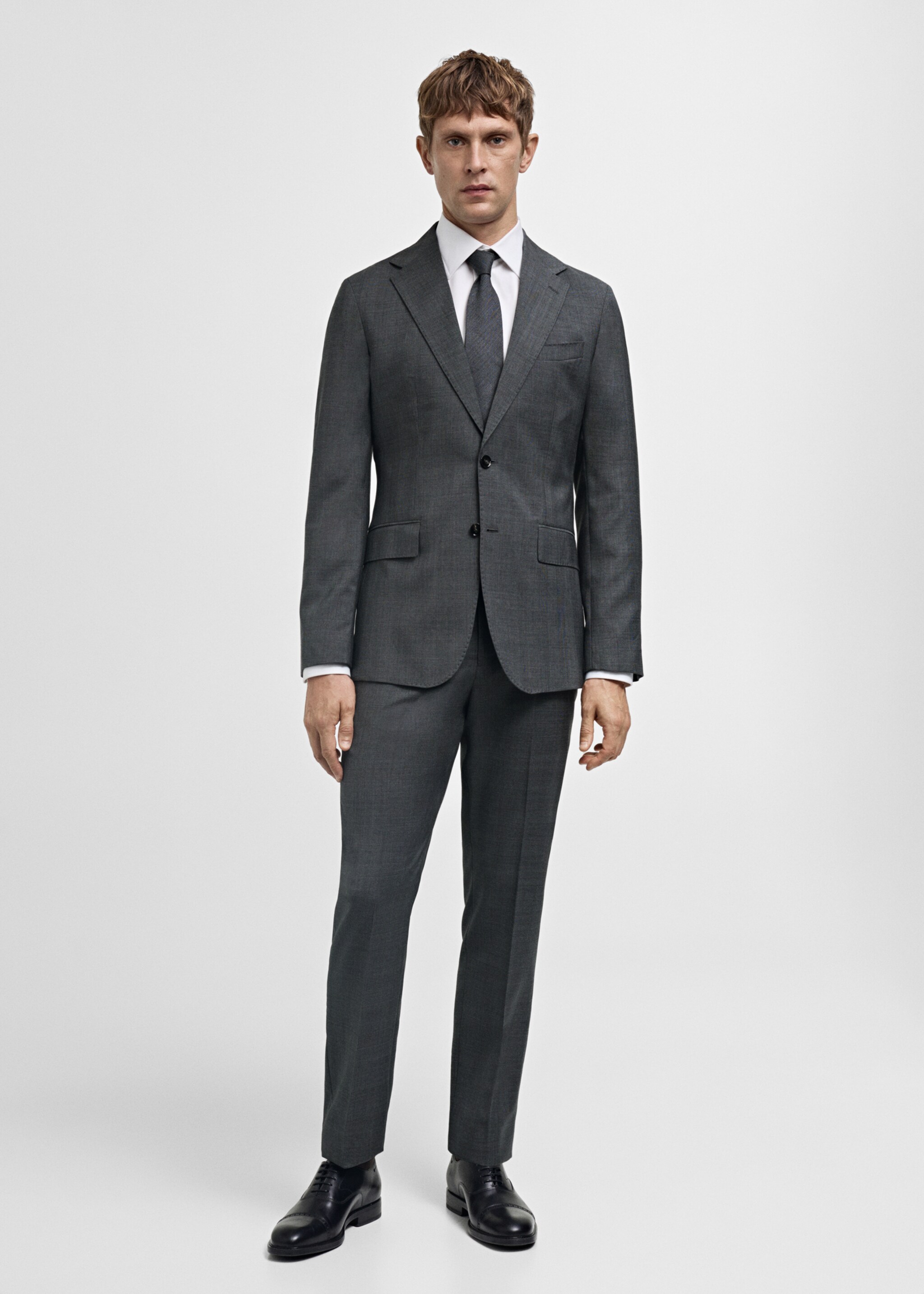 Venecia 100% virgin wool Prince of Wales check suit jacket - General plane, Grey. Ref: 77076006-00.