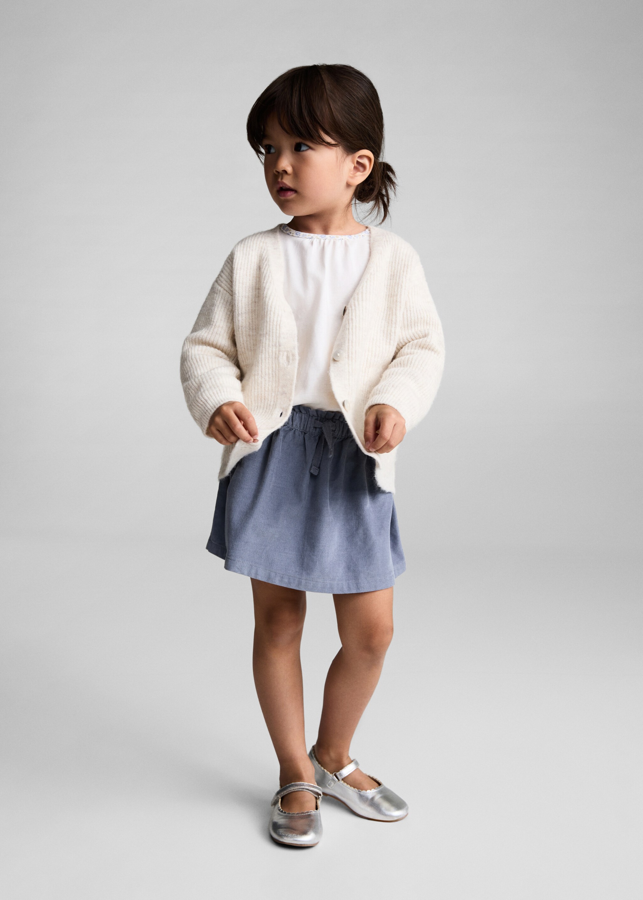 Corduroy cotton skirt - General plane, Blue. Ref: 77076338-00.