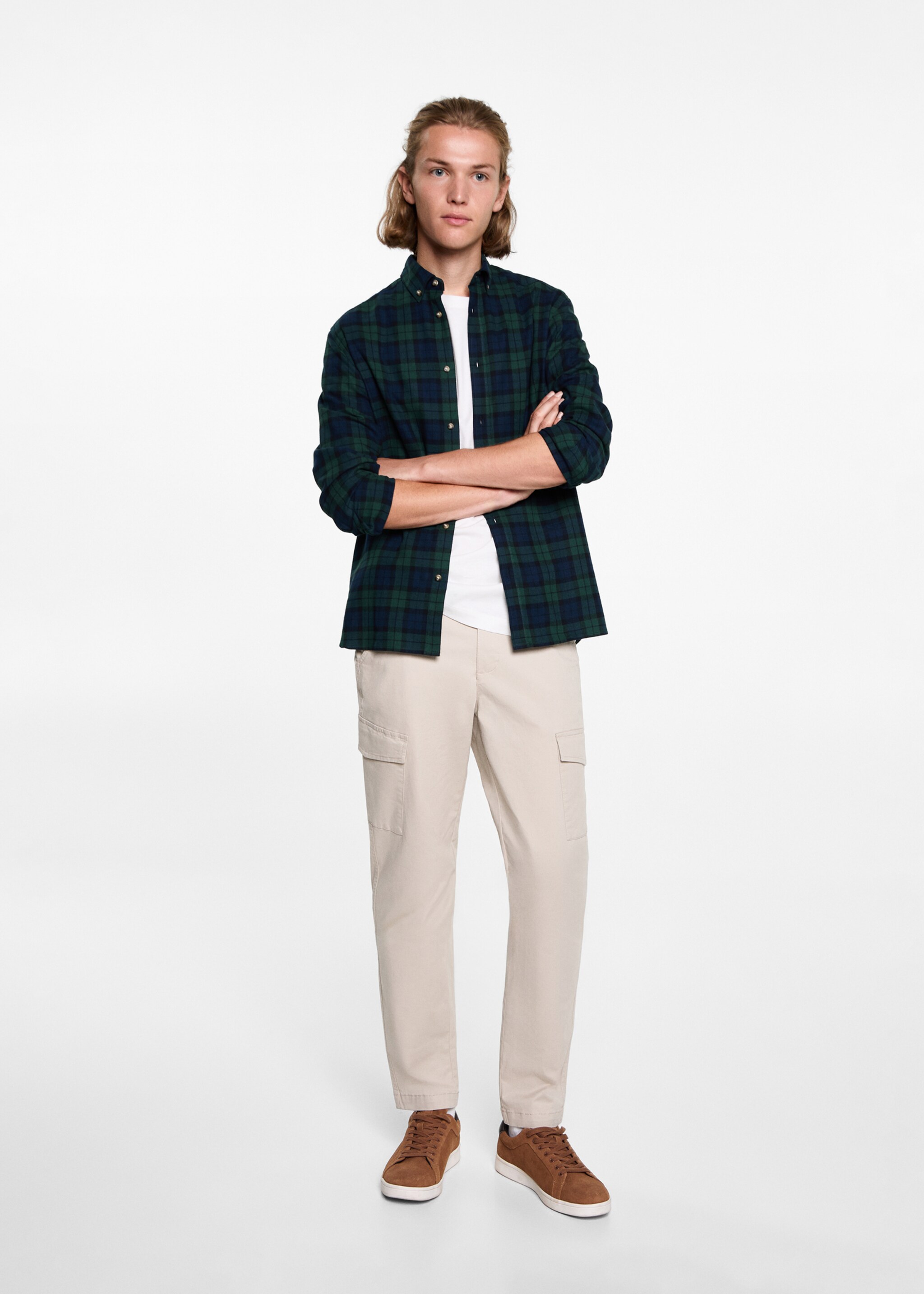 Check cotton shirt - General plane, Green. Ref: 77076350-00.