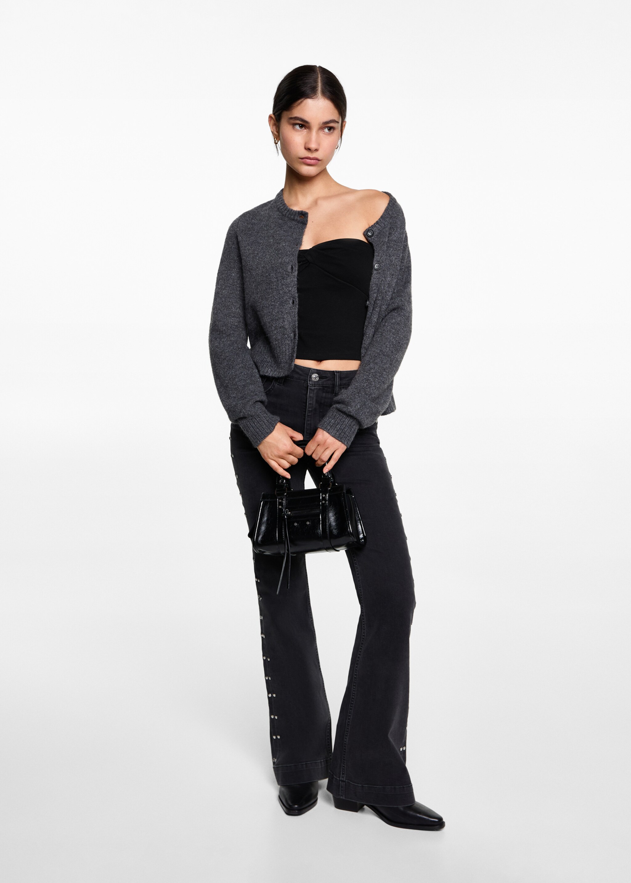Knot crop top - General plane, Black. Ref: 77076358-00.