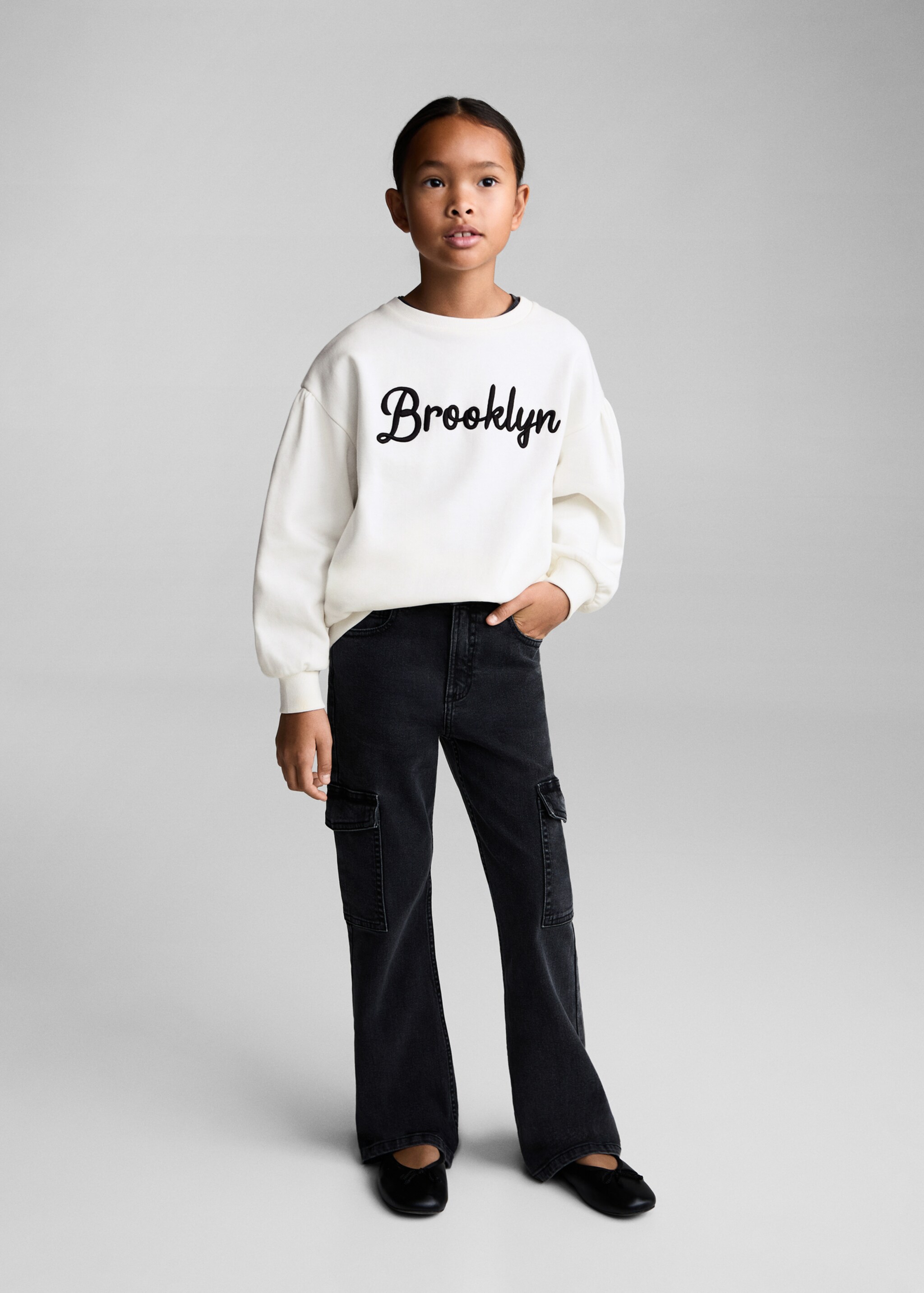 Embroidered detail cotton sweatshirt - General plane