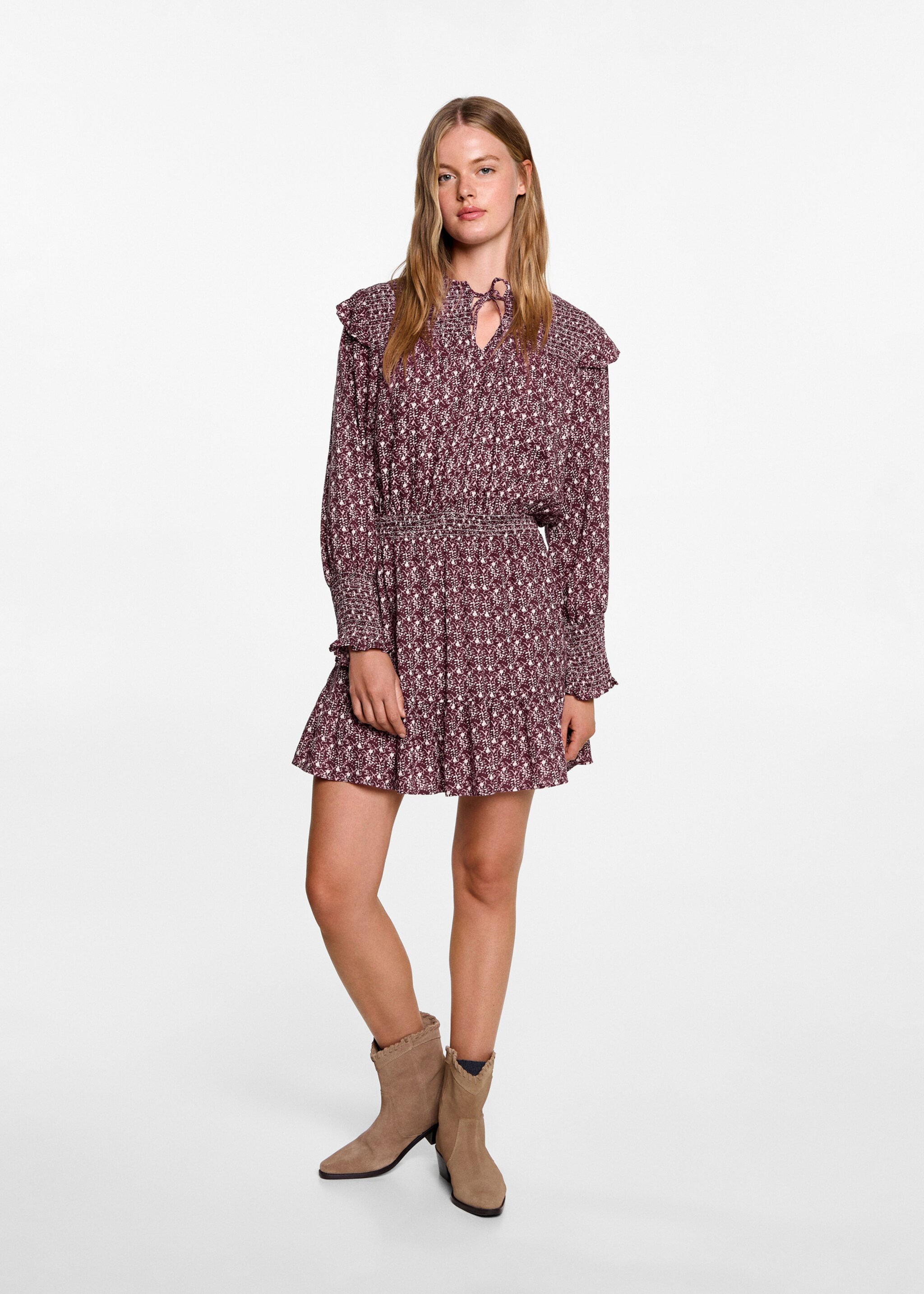 Ruched floral dress - General plane, Pink. Ref: 77076740-00.