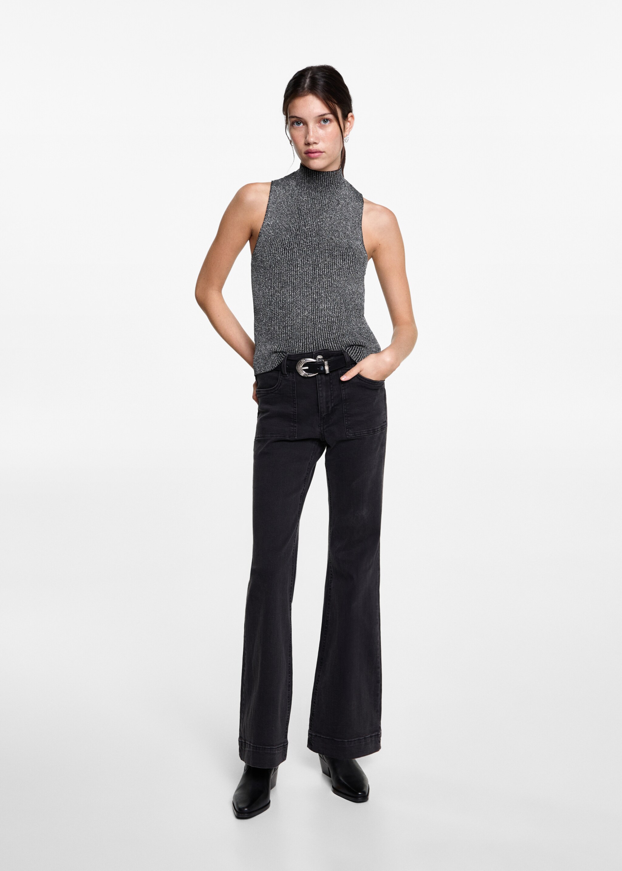 Turtleneck lurex top - General plane, Black. Ref: 77076741-00.