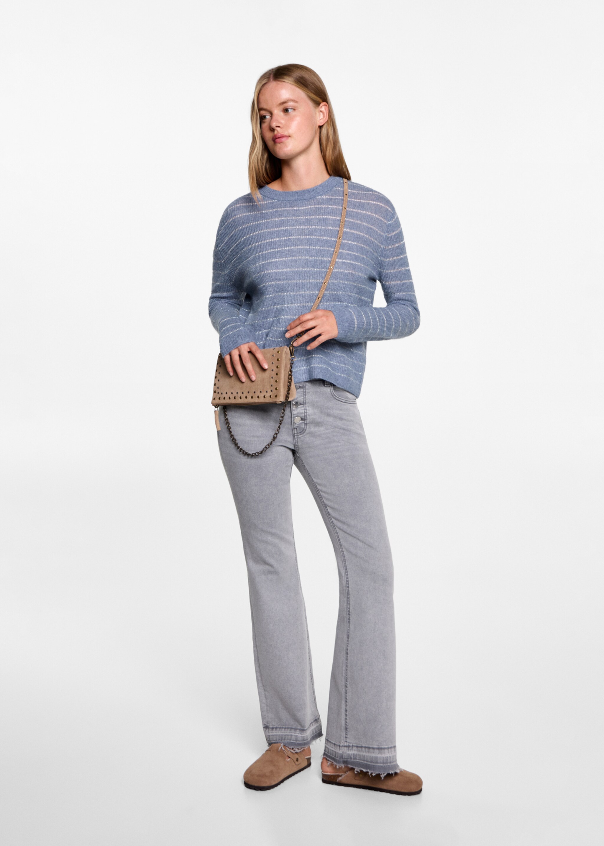 Lurex stripes sweater - General plane, Blue. Ref: 77076749-00.