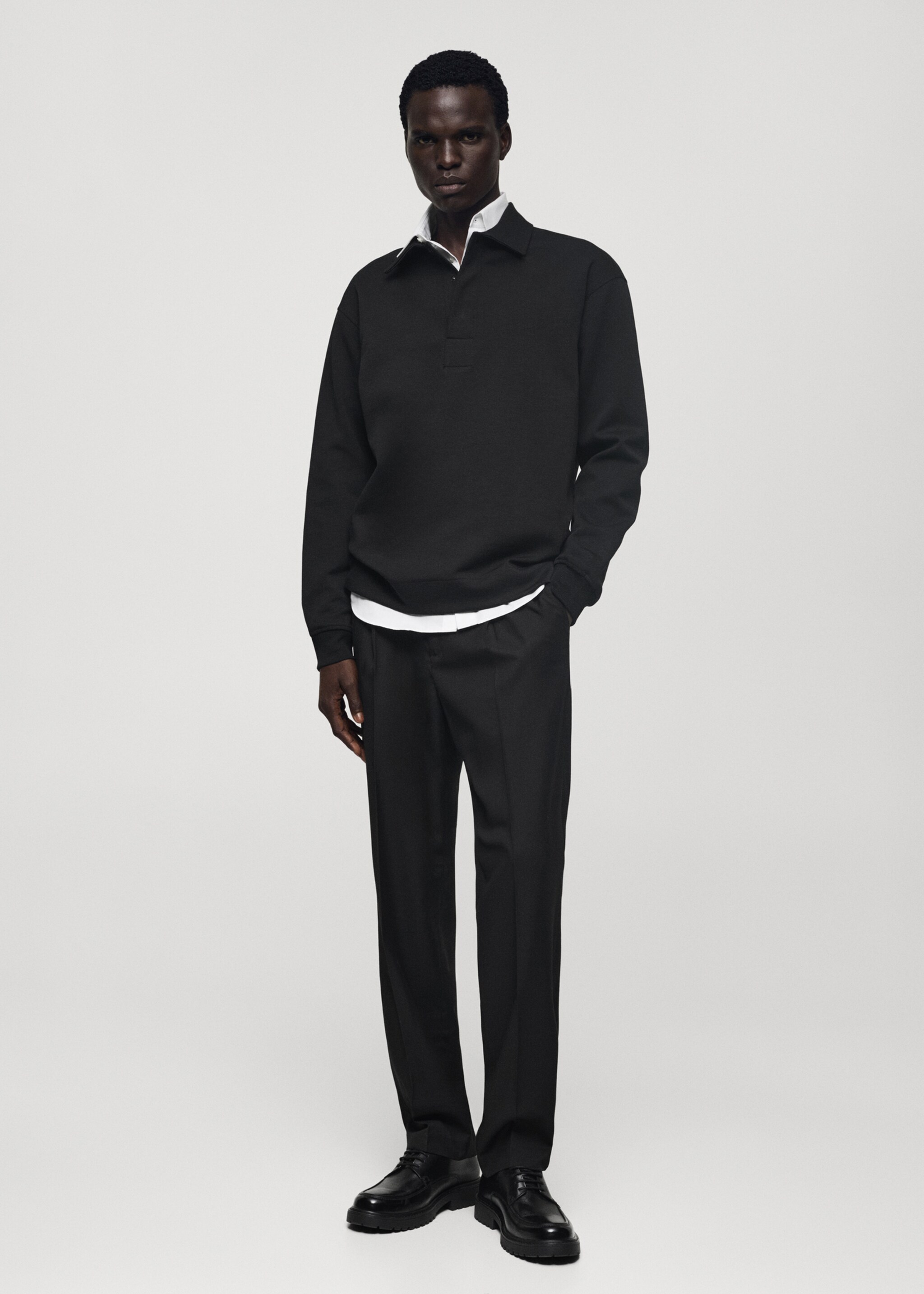 Polo algodón relaxed fit - Plano general, Negro. Ref: 77077111-00.