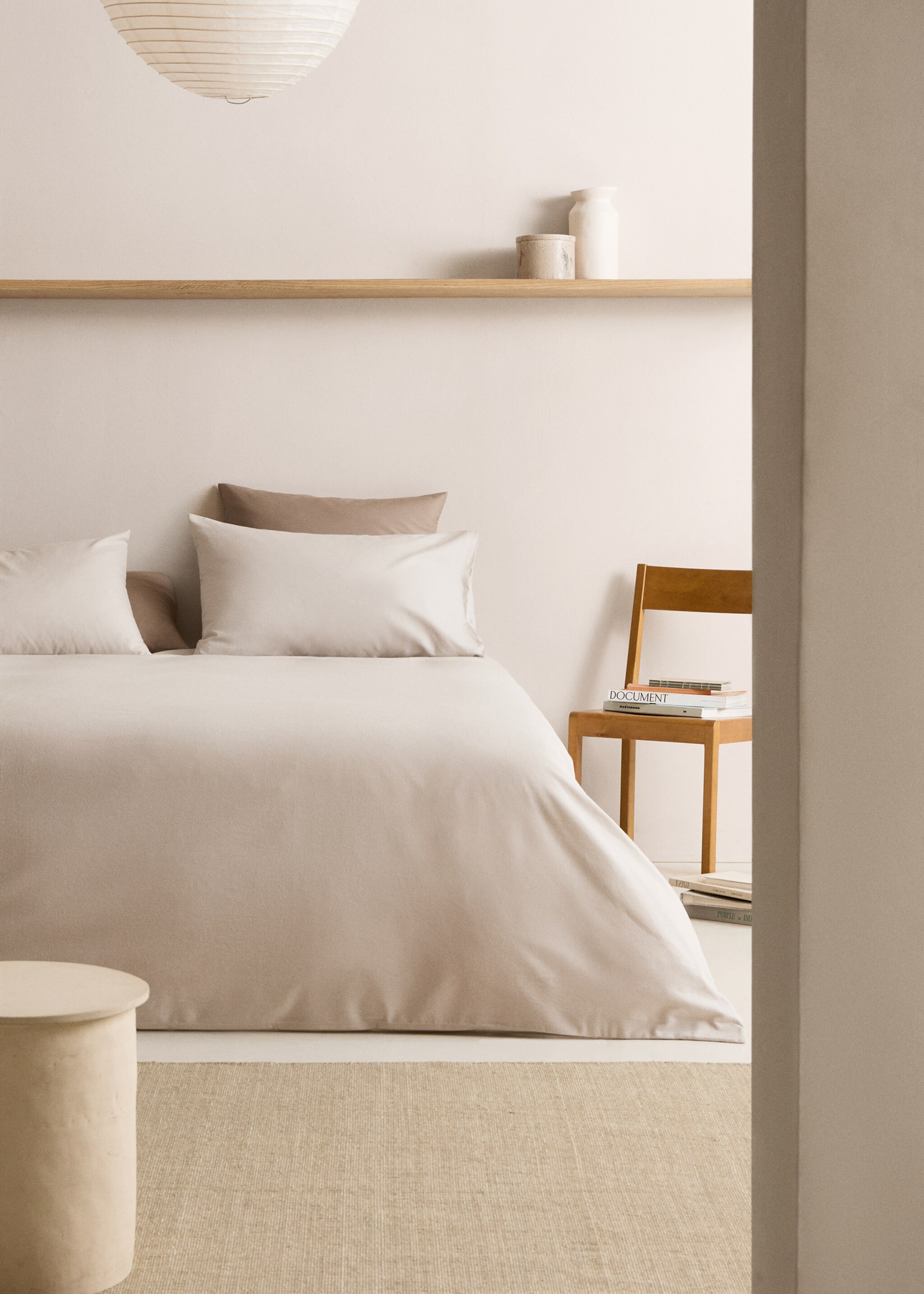 Plain flannel duvet cover Single bed - General plane, Beige. Ref: 77077653-00.