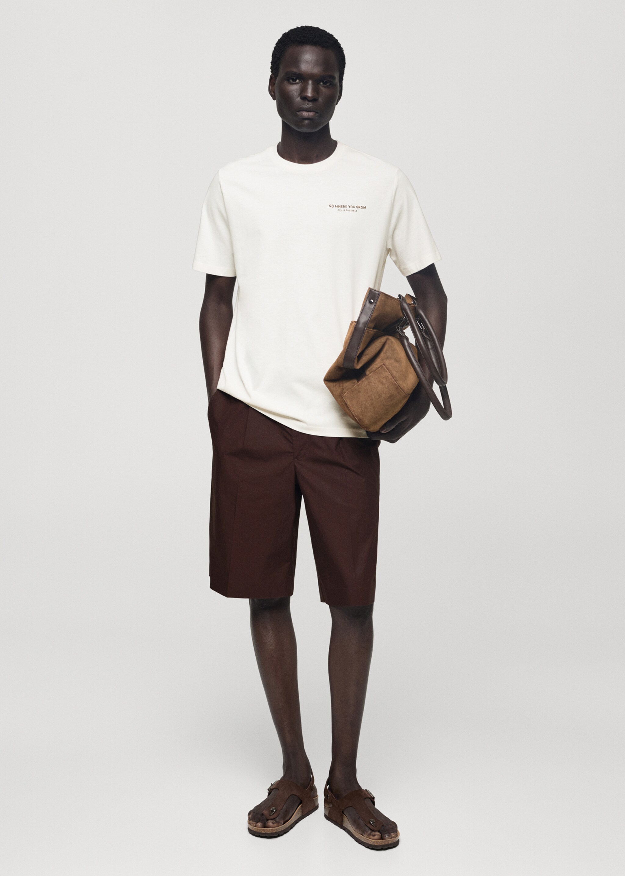 Slim-fit 100% printed cotton t-shirt - General plane