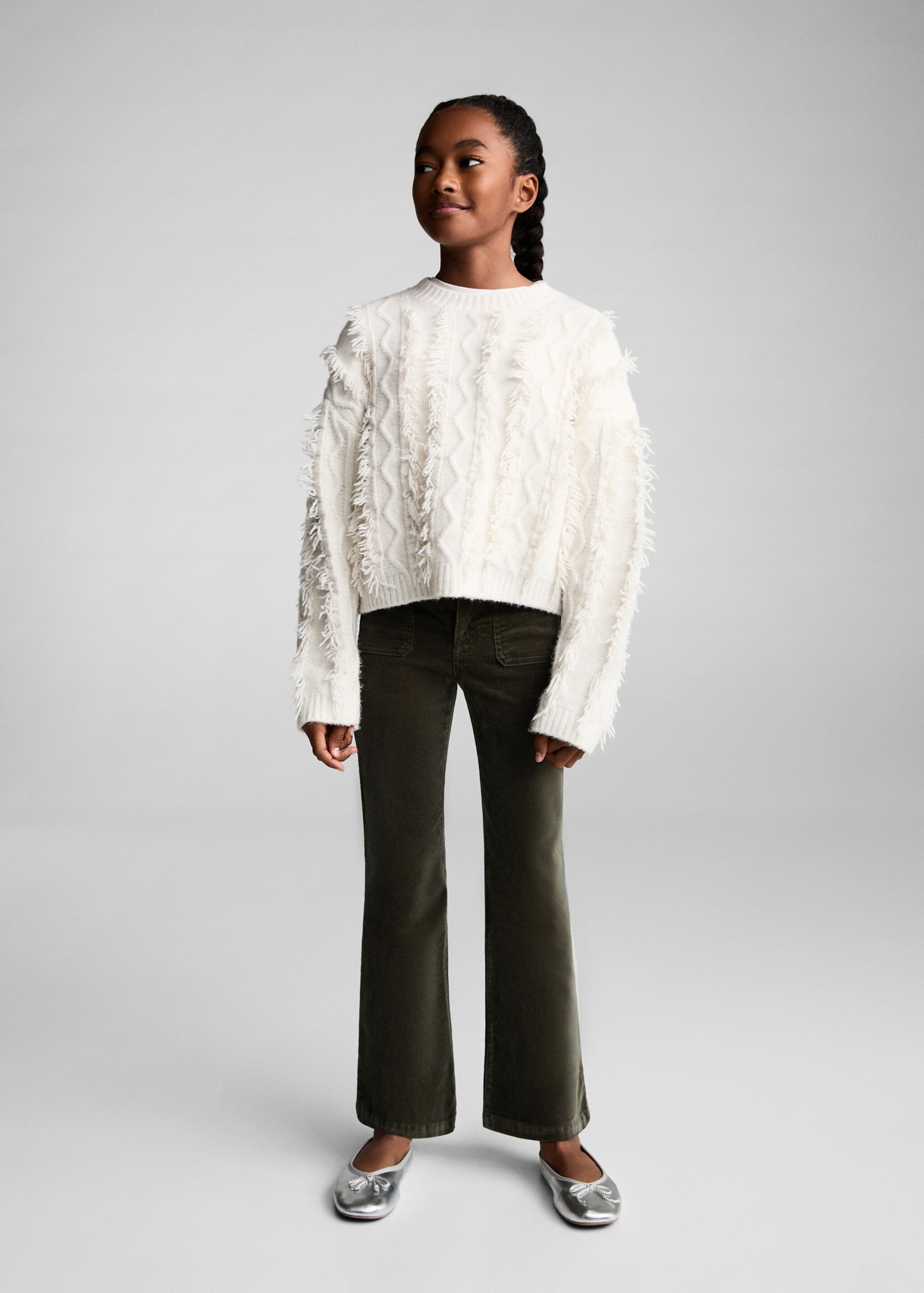 Velvet flared trousers - General plane, Khaki. Ref: 77077665-00.