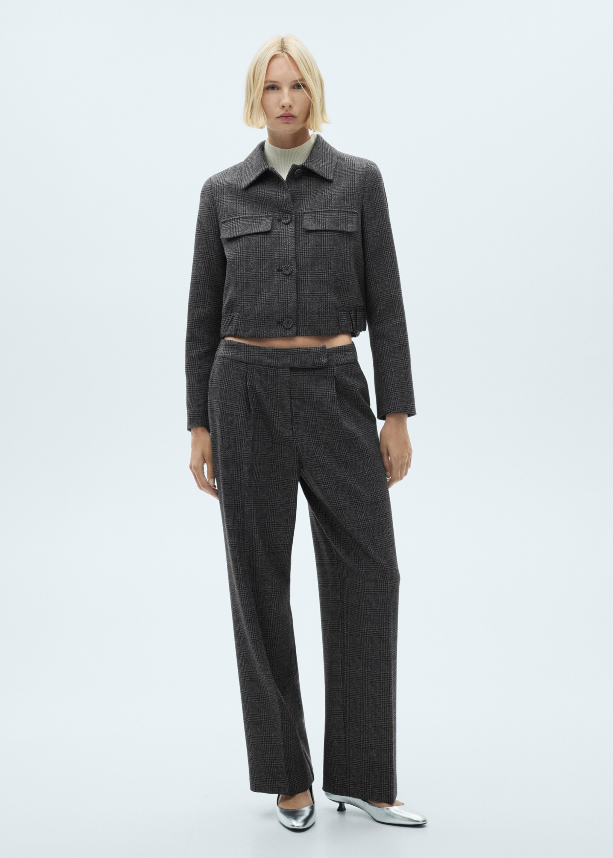 Gerade Tweed-Hose - Allgemeine Ansicht, Schwarz. Ref: 77077676-00.