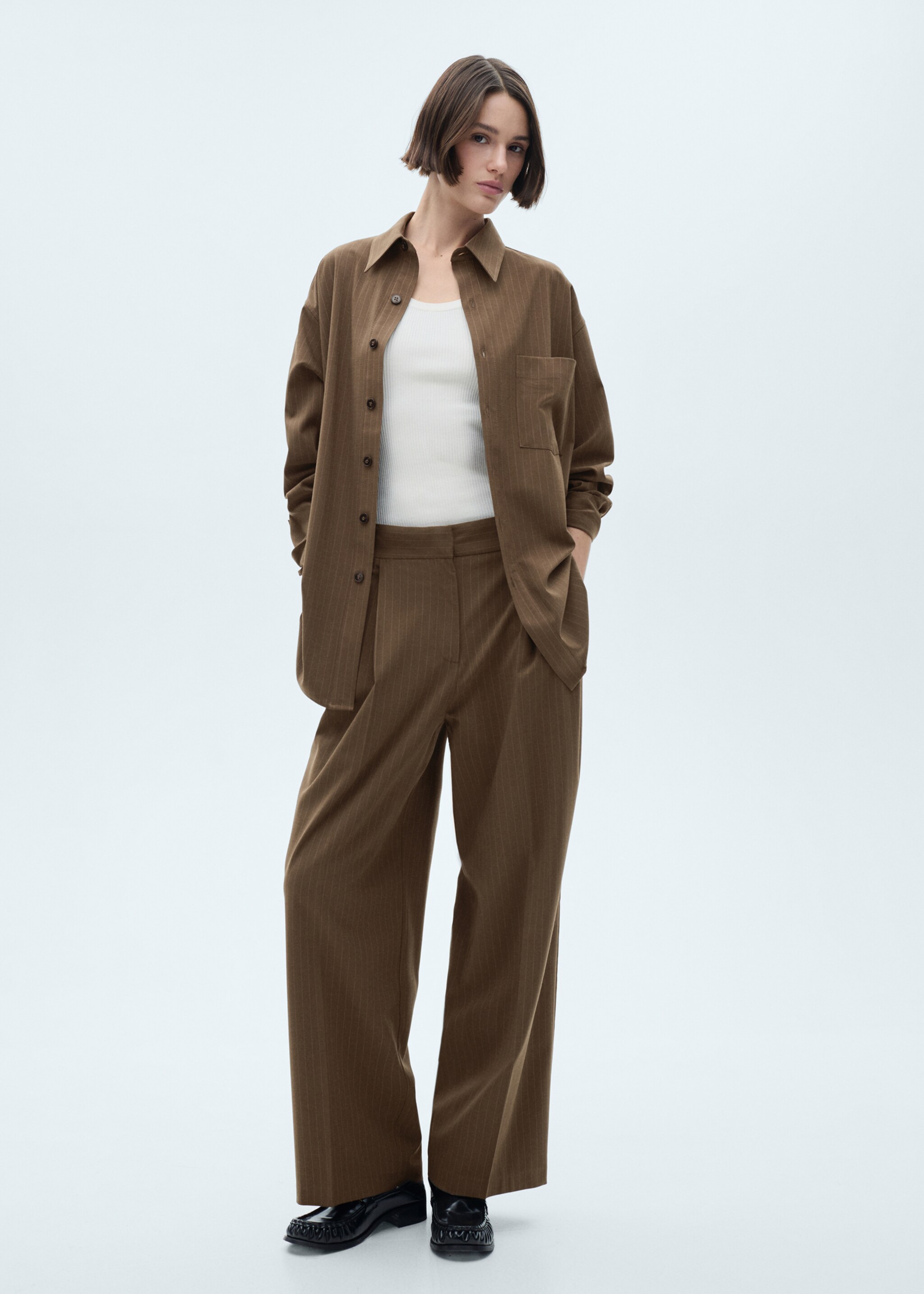 Pinstripe overshirt - General plane, Olive Green. Ref: 77077715-00.