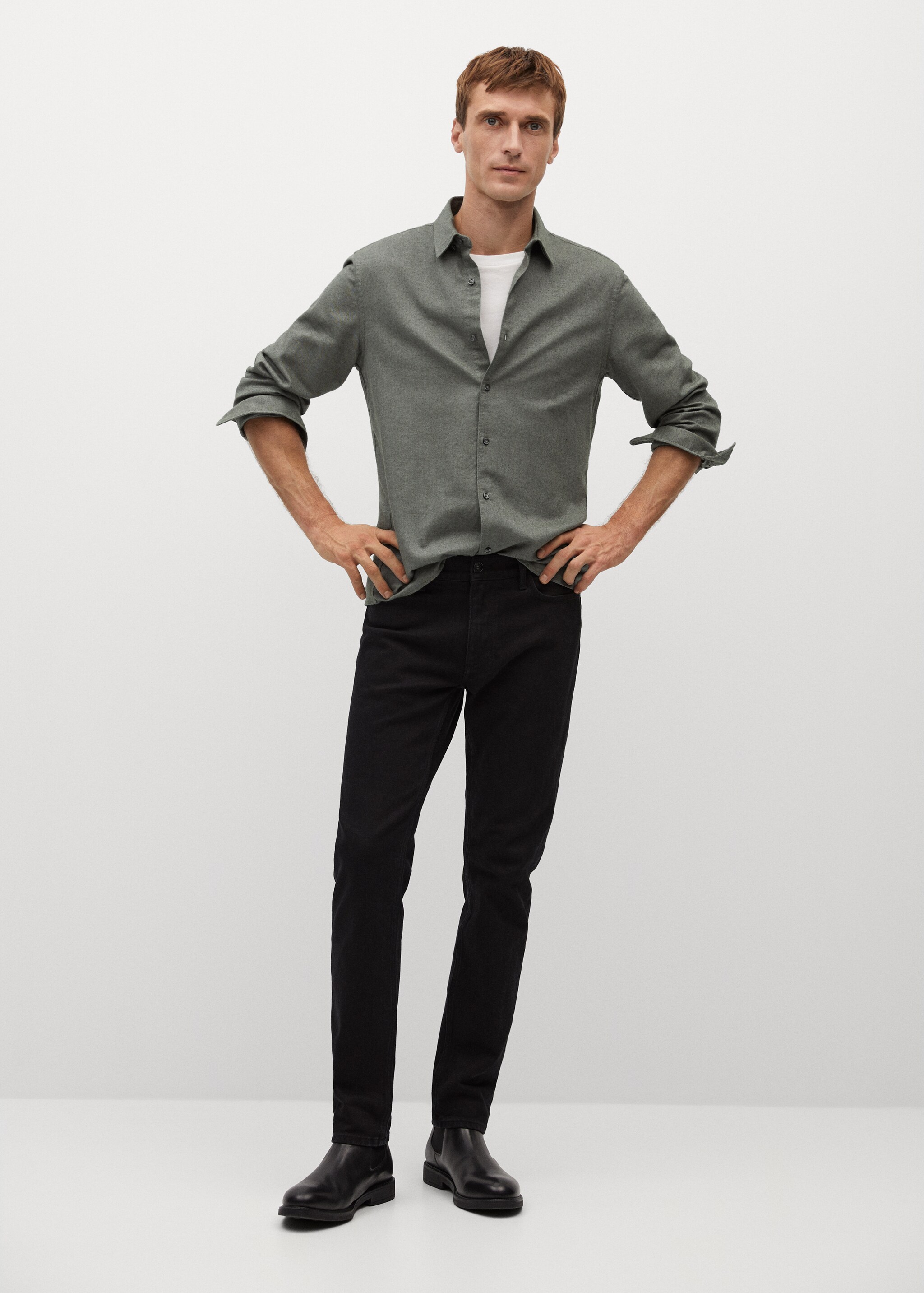 Bavlněné kalhoty slim fit se skotskou kostkou - Celkový náhled