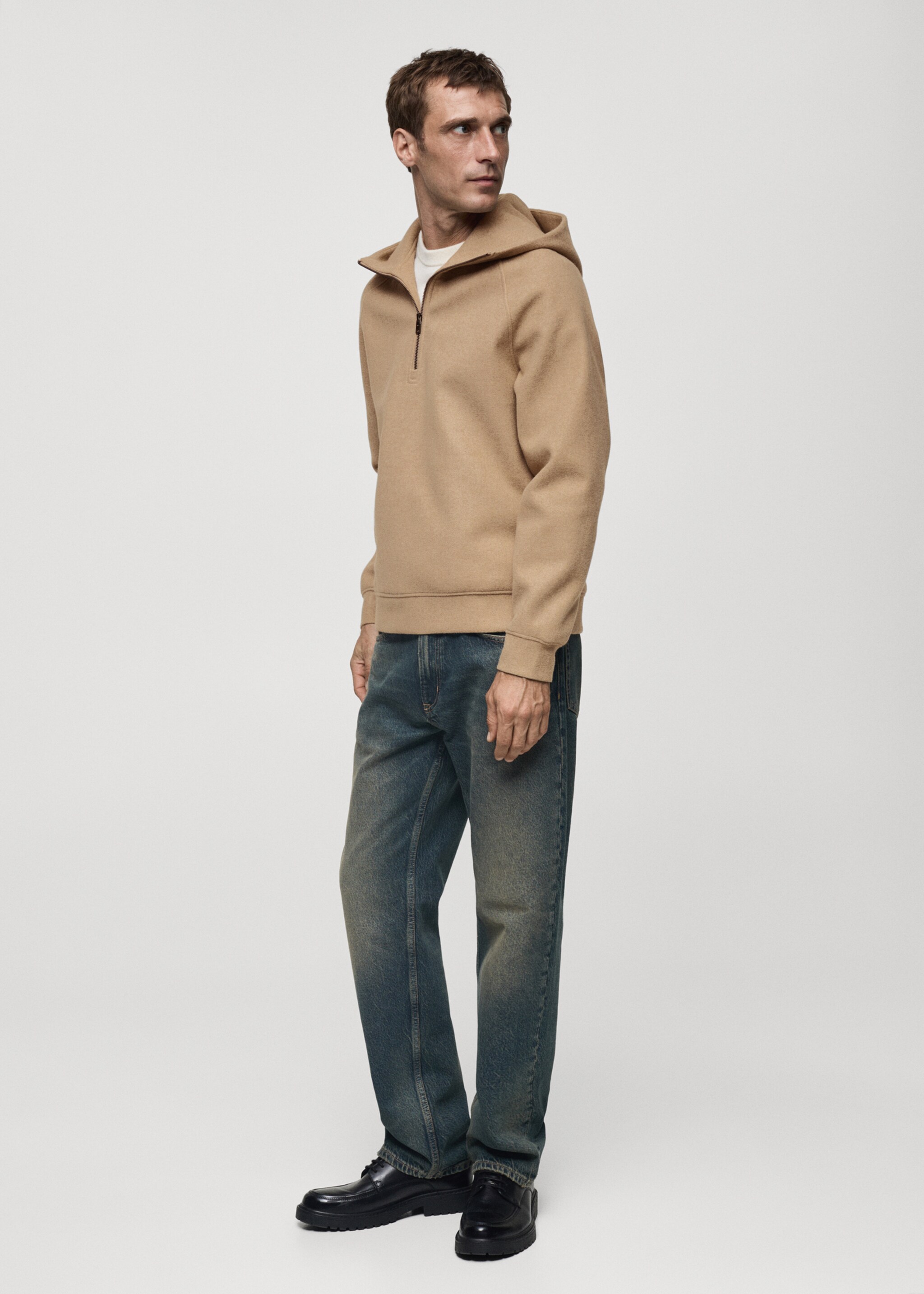 Hooded flannel sweatshirt - General plane, Beige. Ref: 77077920-00.
