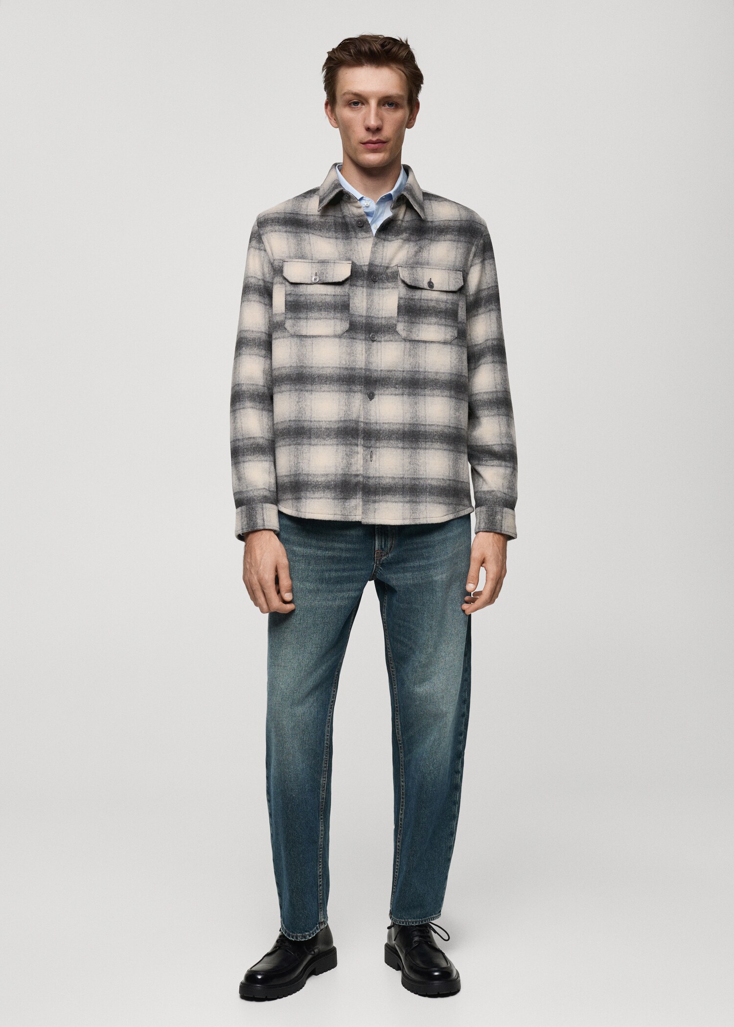 Plaid wool overshirt with pockets - General plane