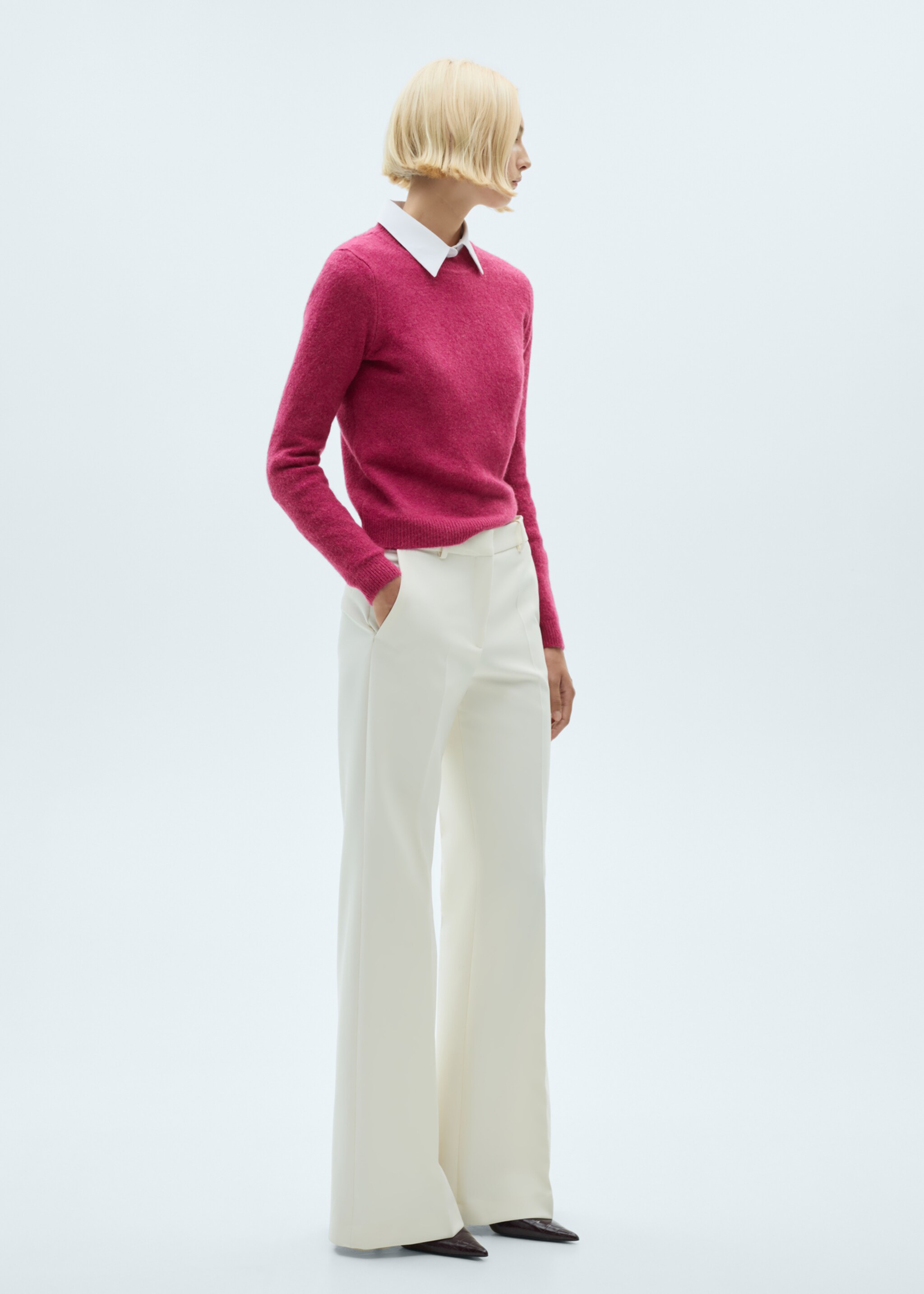 Long-sleeve knitted sweater - General plane, Fuchsia. Ref: 77078266-00.