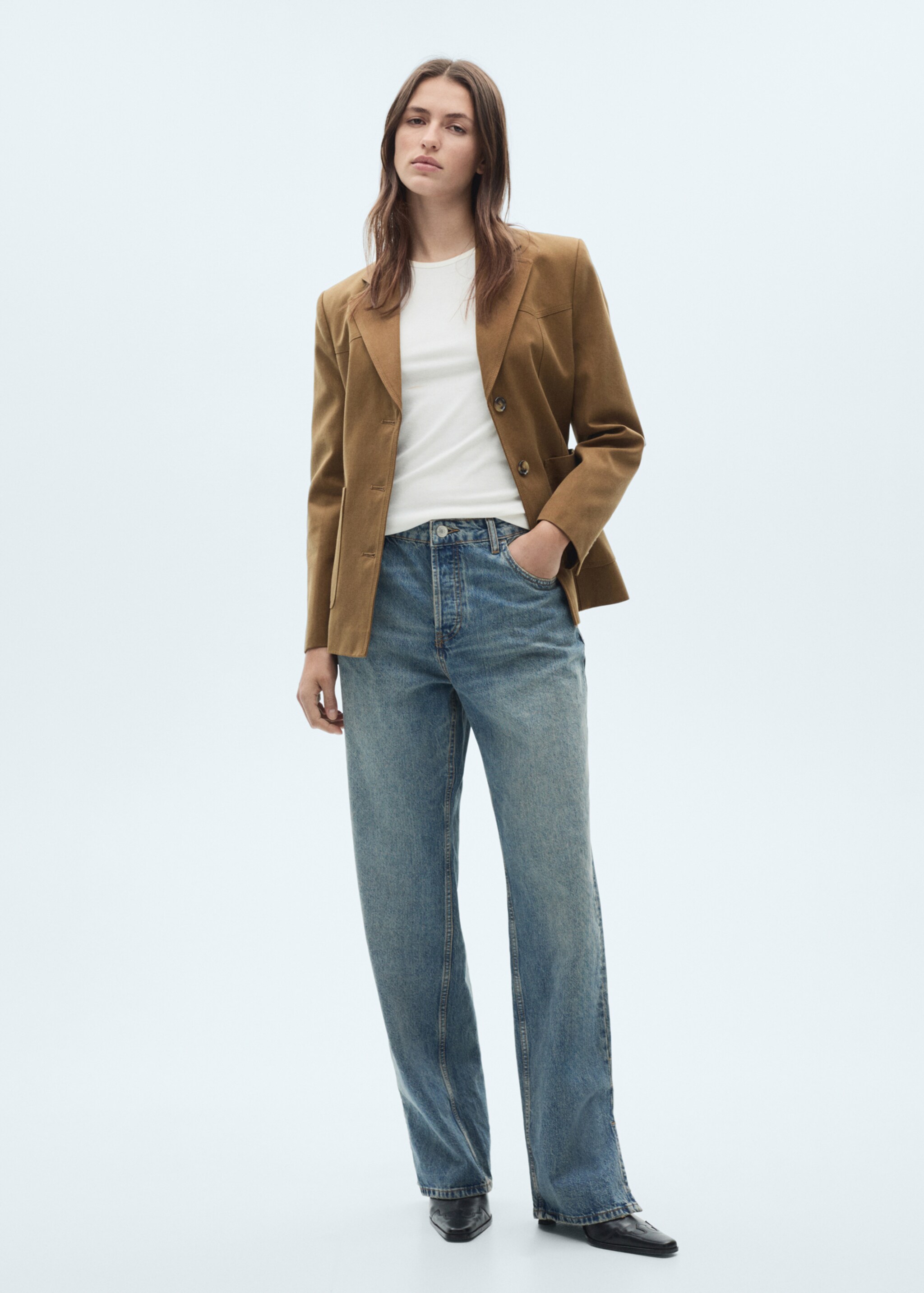 Lyocell jacket with pockets - General plane, Medium Brown. Ref: 77078269-00.