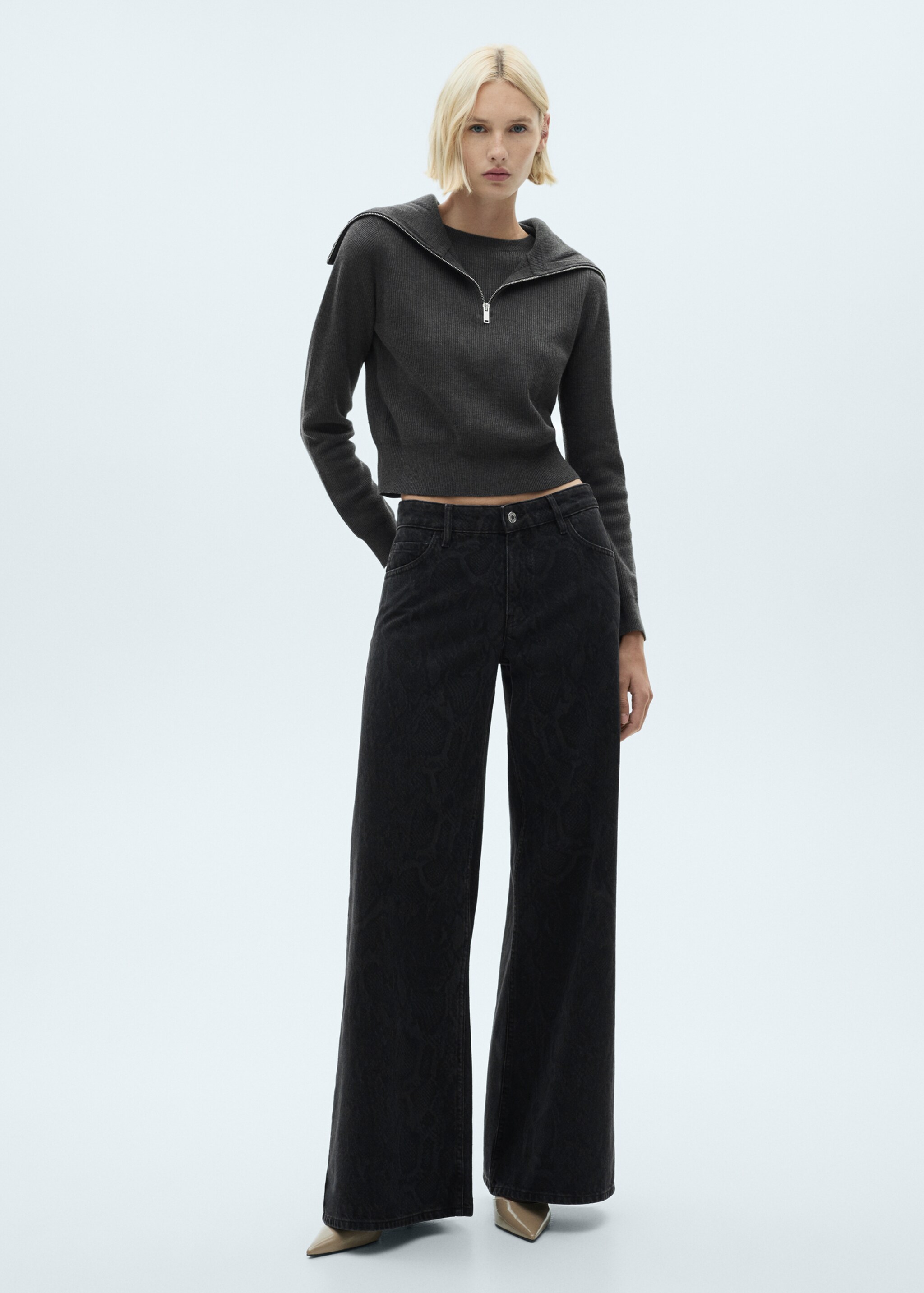 Jeans in Schlangenoptik - Allgemeine Ansicht, Black denim. Ref: 77078283-00.