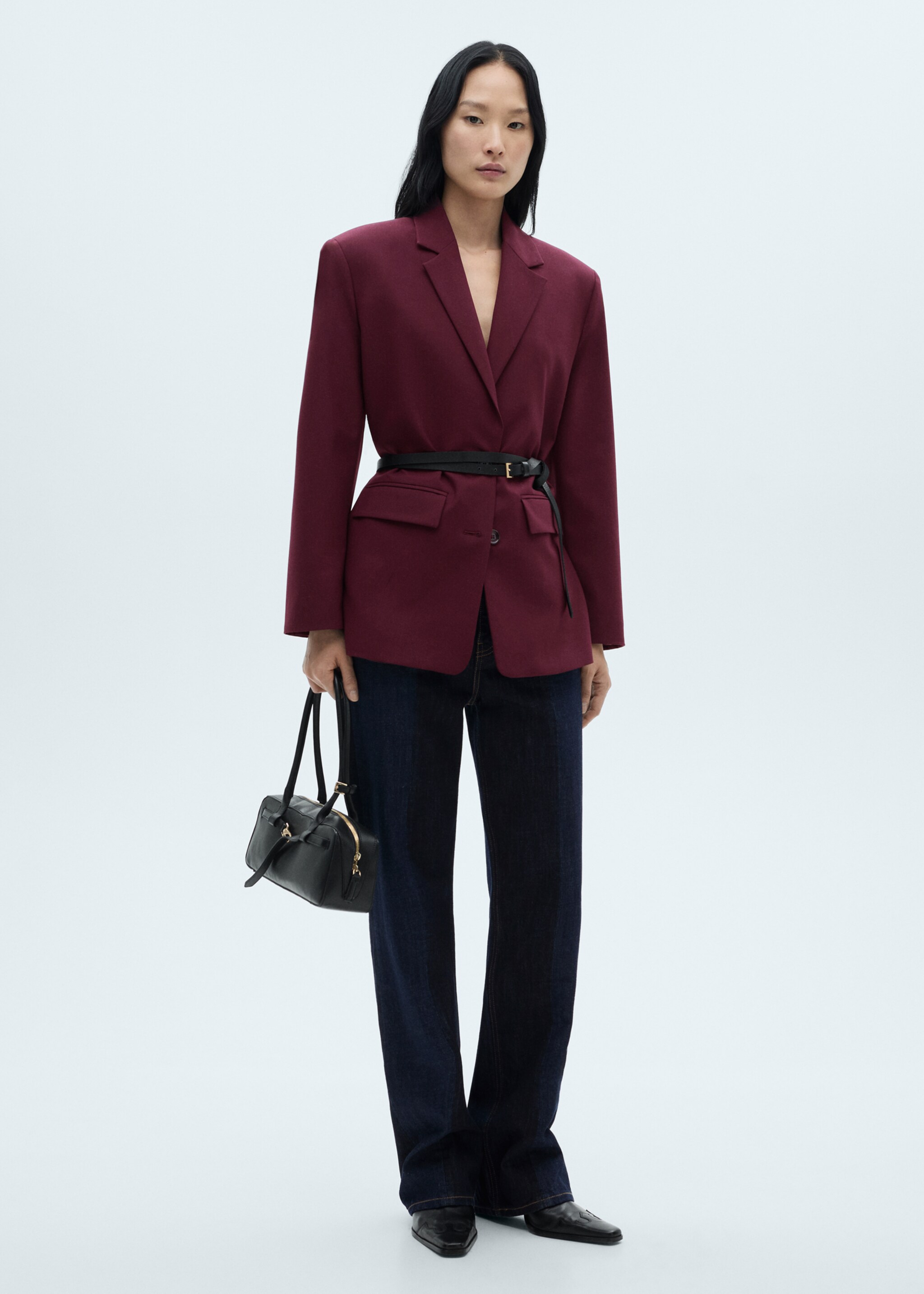 Blazer lana spalle pronunciate - Piano generale, Granato. Ref: 77078637-00.