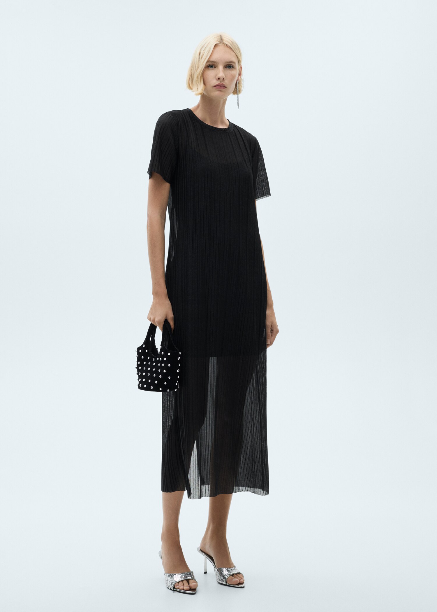 Plissiertes Lurex-Kleid - Allgemeine Ansicht