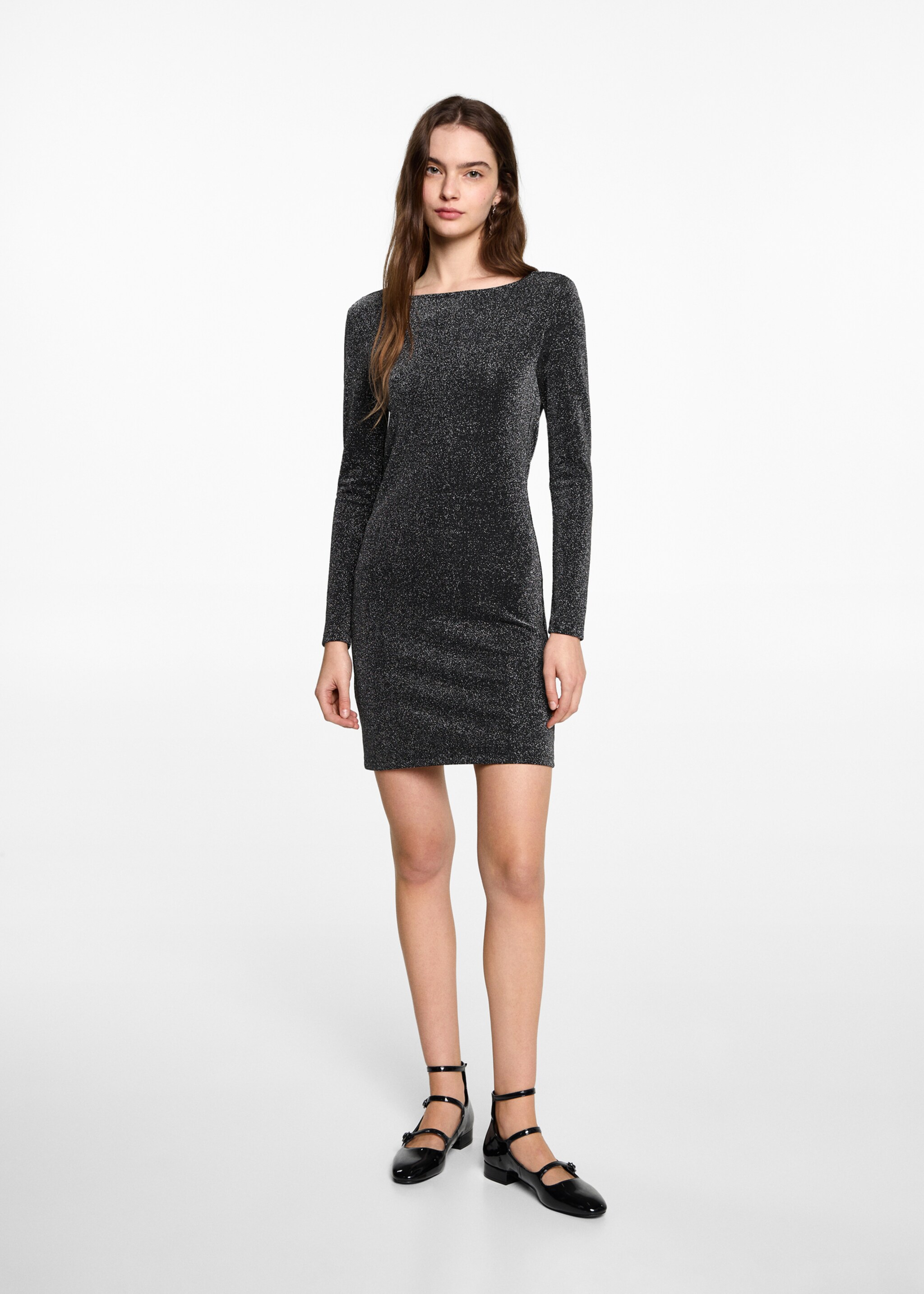 Open back lurex dress - General plane, Black. Ref: 77079069-00.