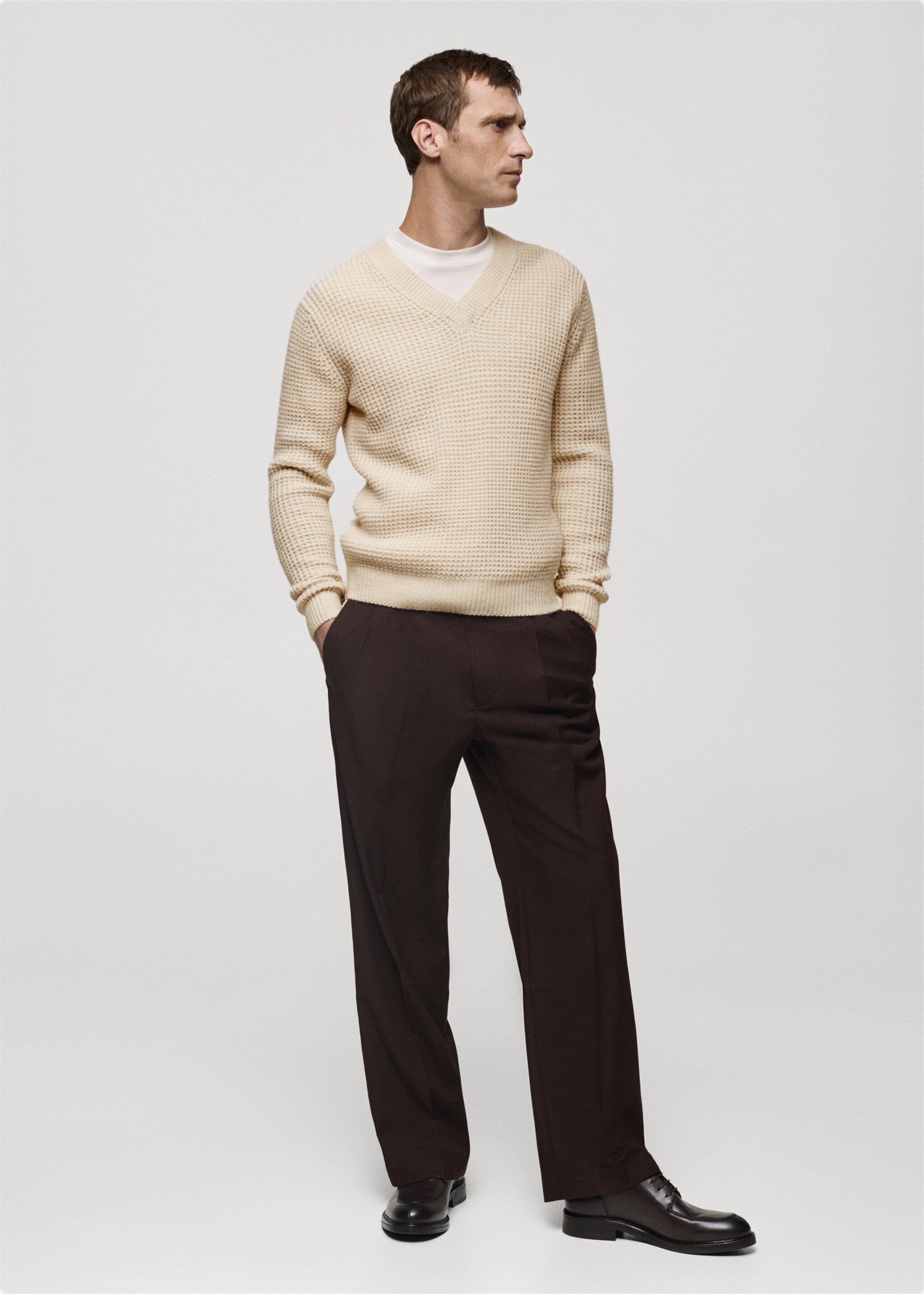 Regular Fit-Bundfaltenhose - Allgemeine Ansicht, Schokolade. Ref: 77079227-00.