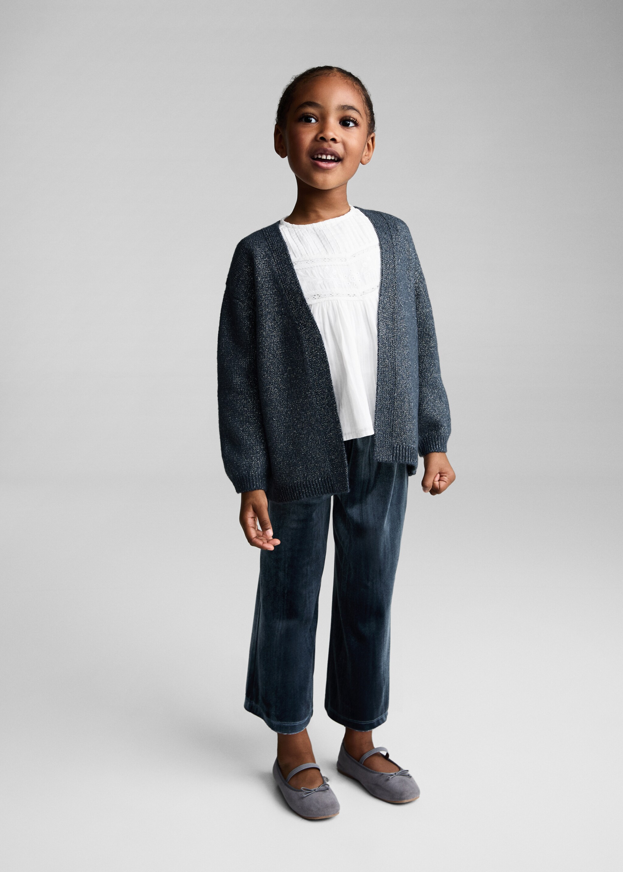 Lurex knitted cardigan - General plane, Night Blue. Ref: 77079237-00.