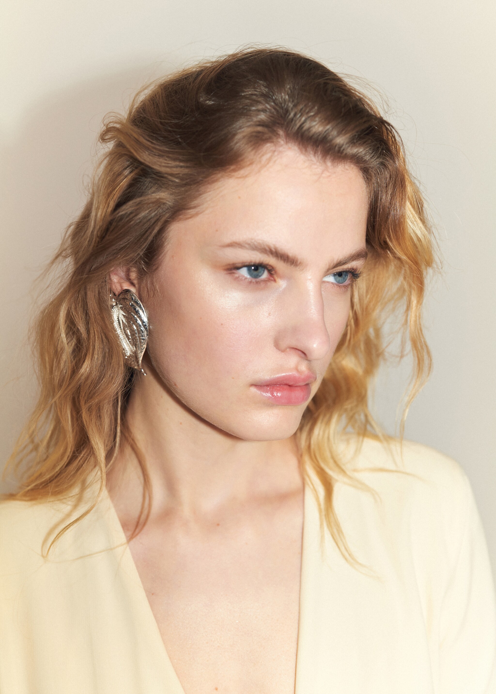 Boucles d'oreilles maxi feuille - Plan général, Argent. Ref: 77080367-00.