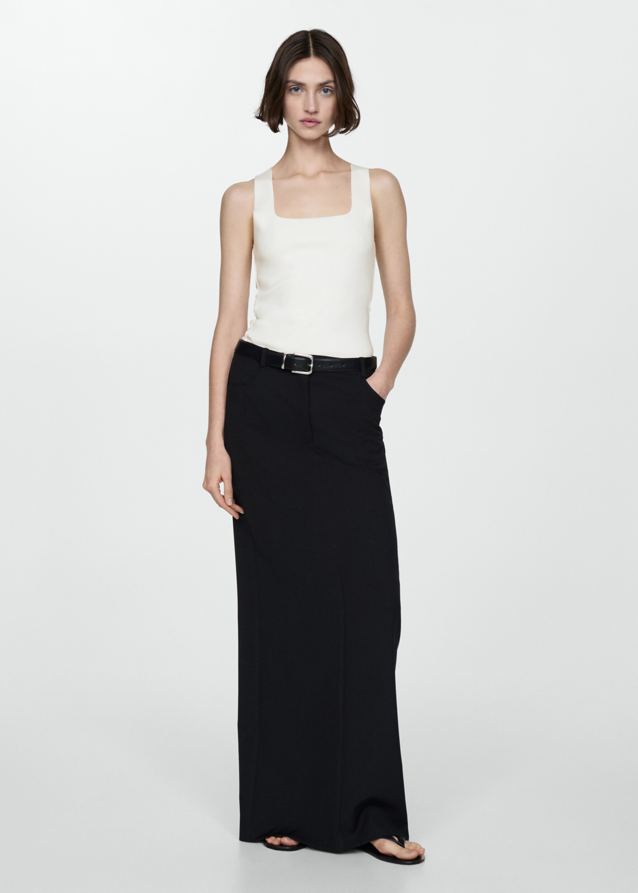 Top with wide straps - General plane, Ecru. Ref: 77080370-00.