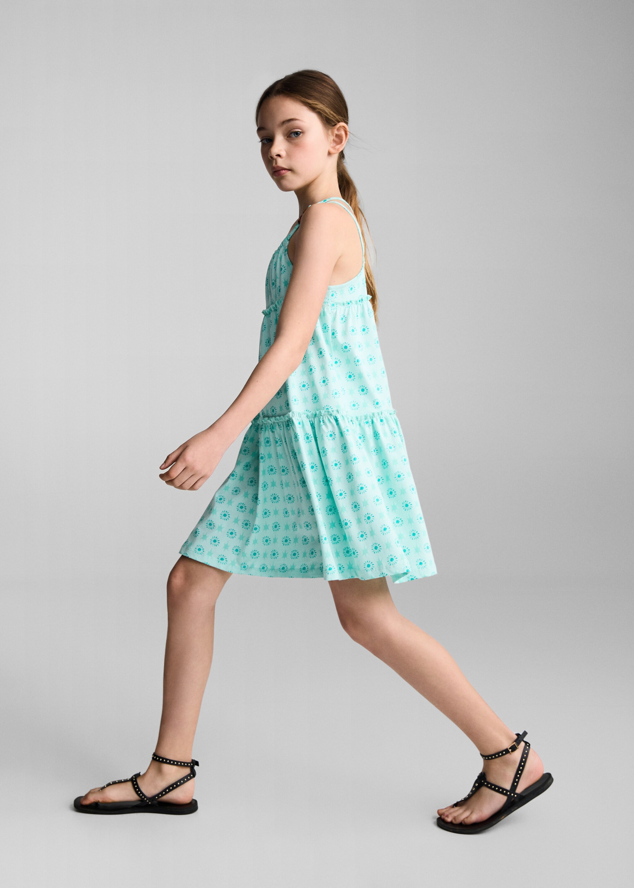 Vestido estampado abalorios - Plano general