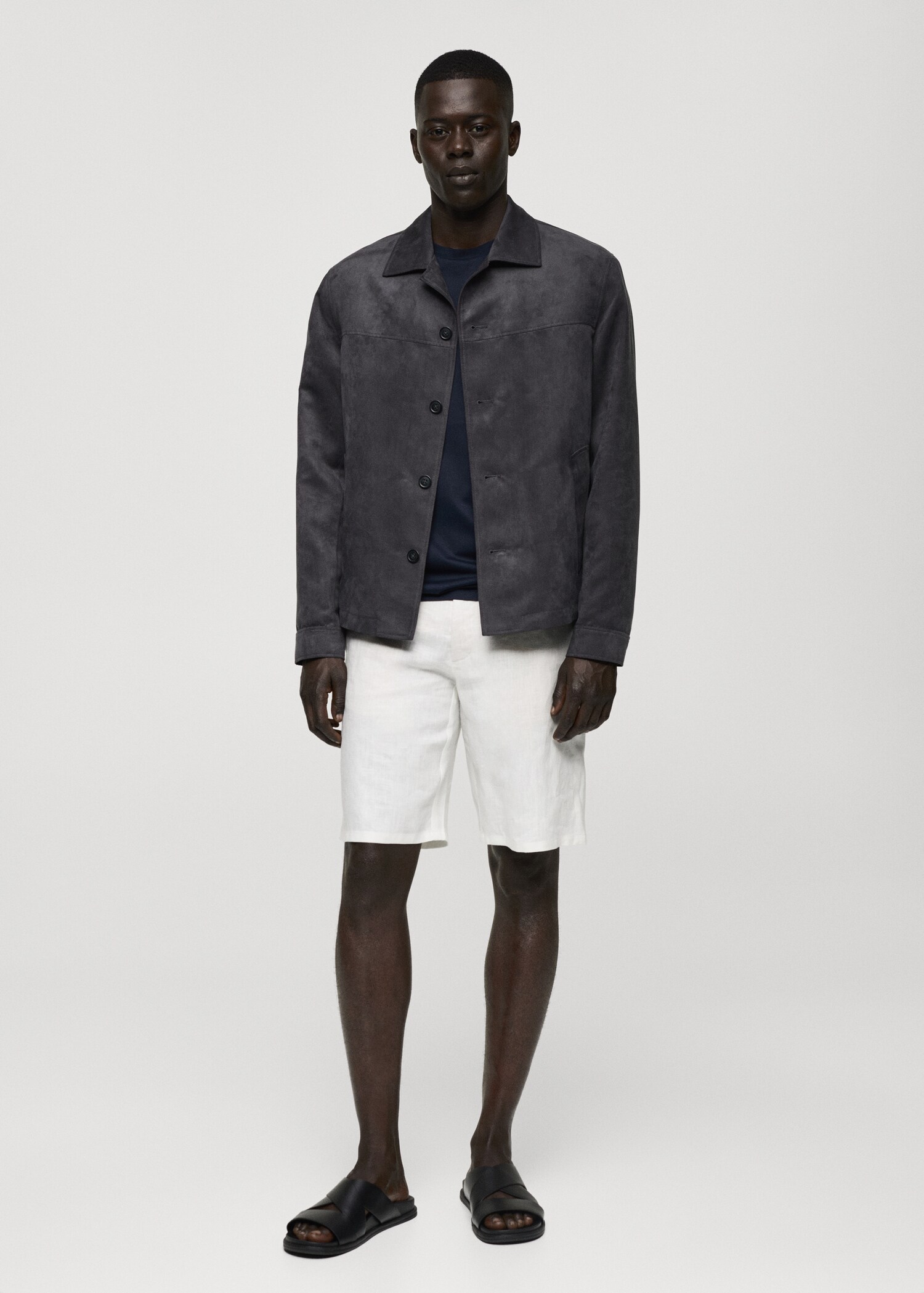 Suede leather-effect jacket - General plane