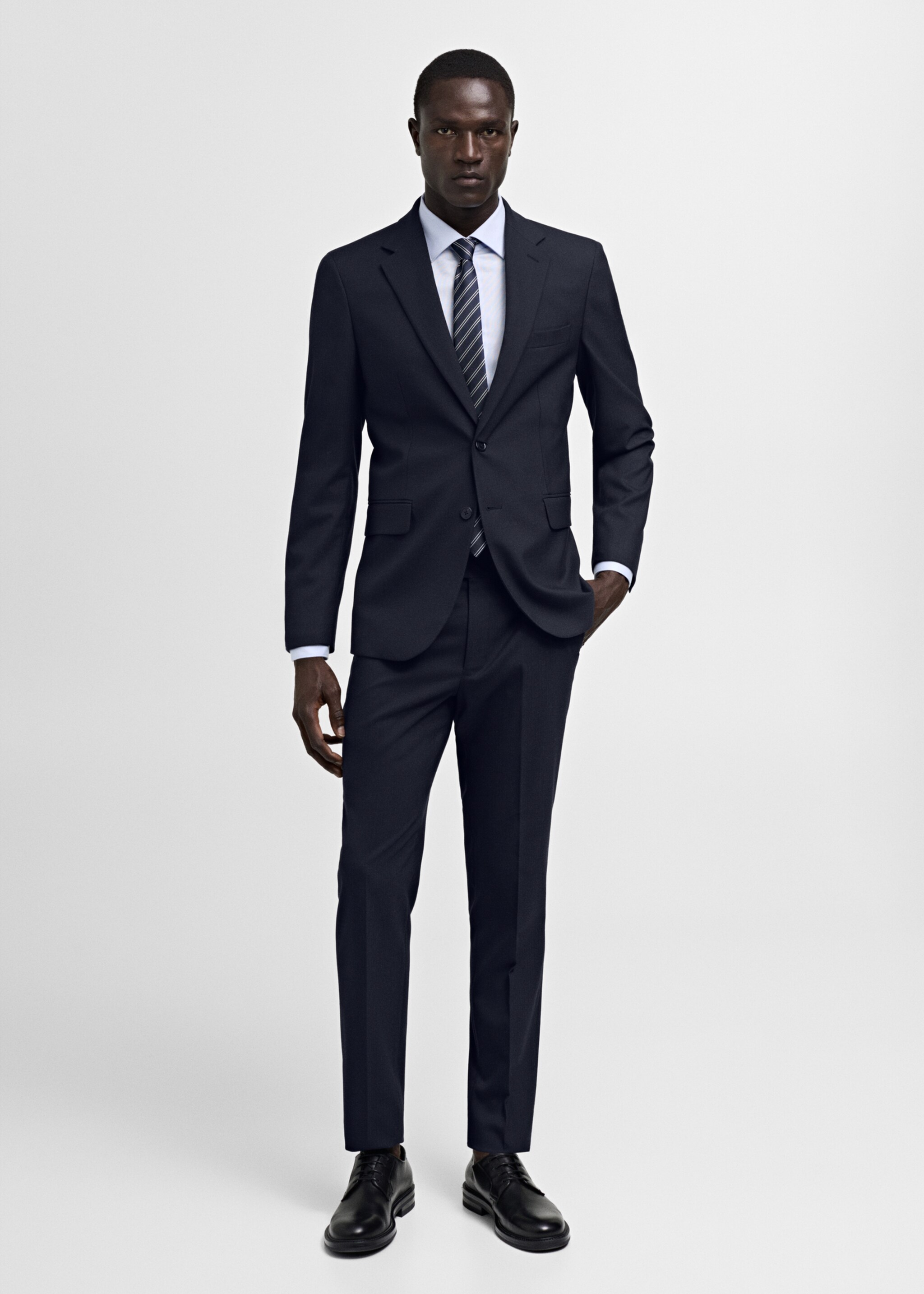 Stretch-fabric slim-fit suit jacket - General plane, Dark Navy. Ref: 77080567-00.
