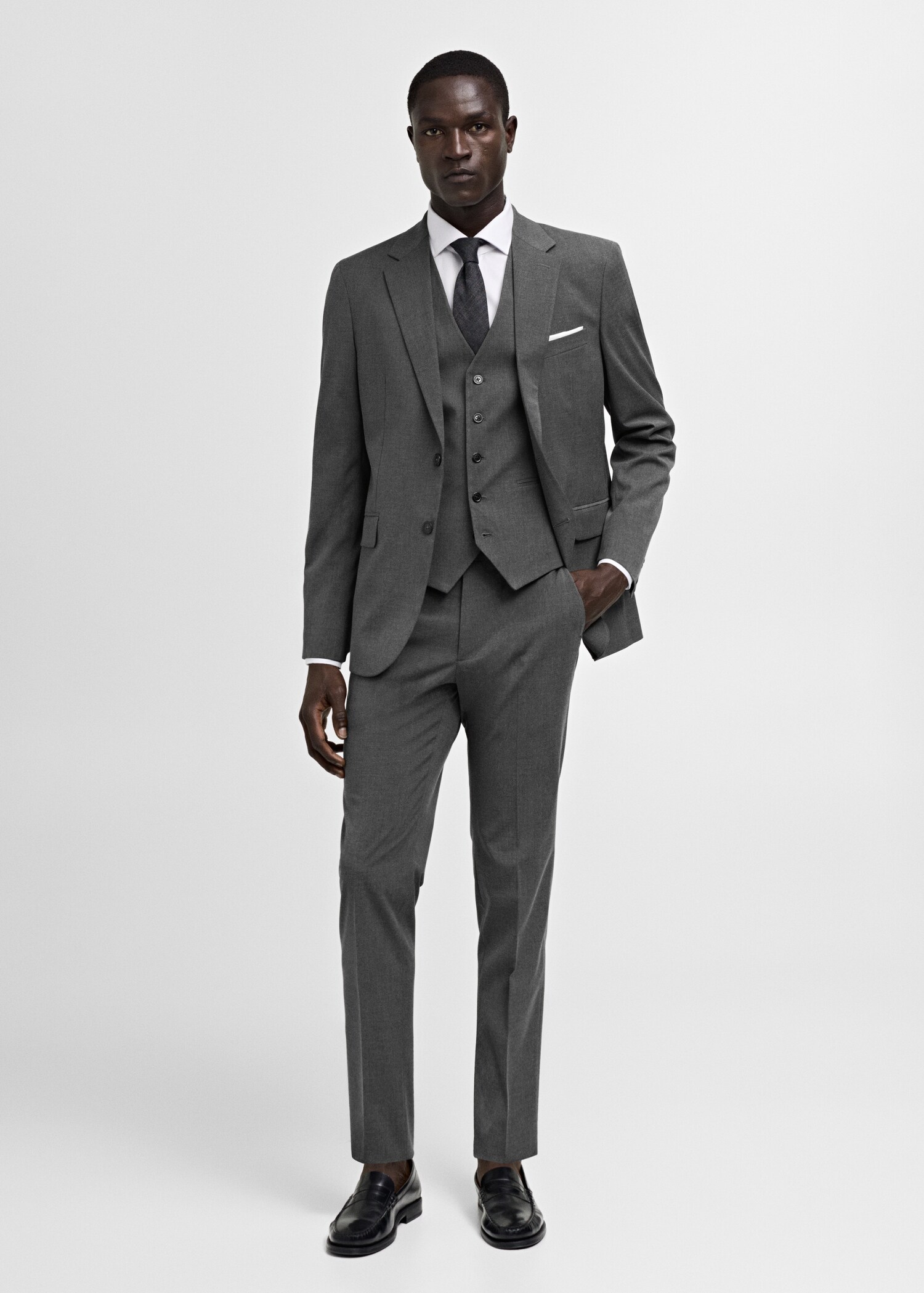 Slim-fit suit waistcoat in stretch fabric - General plane