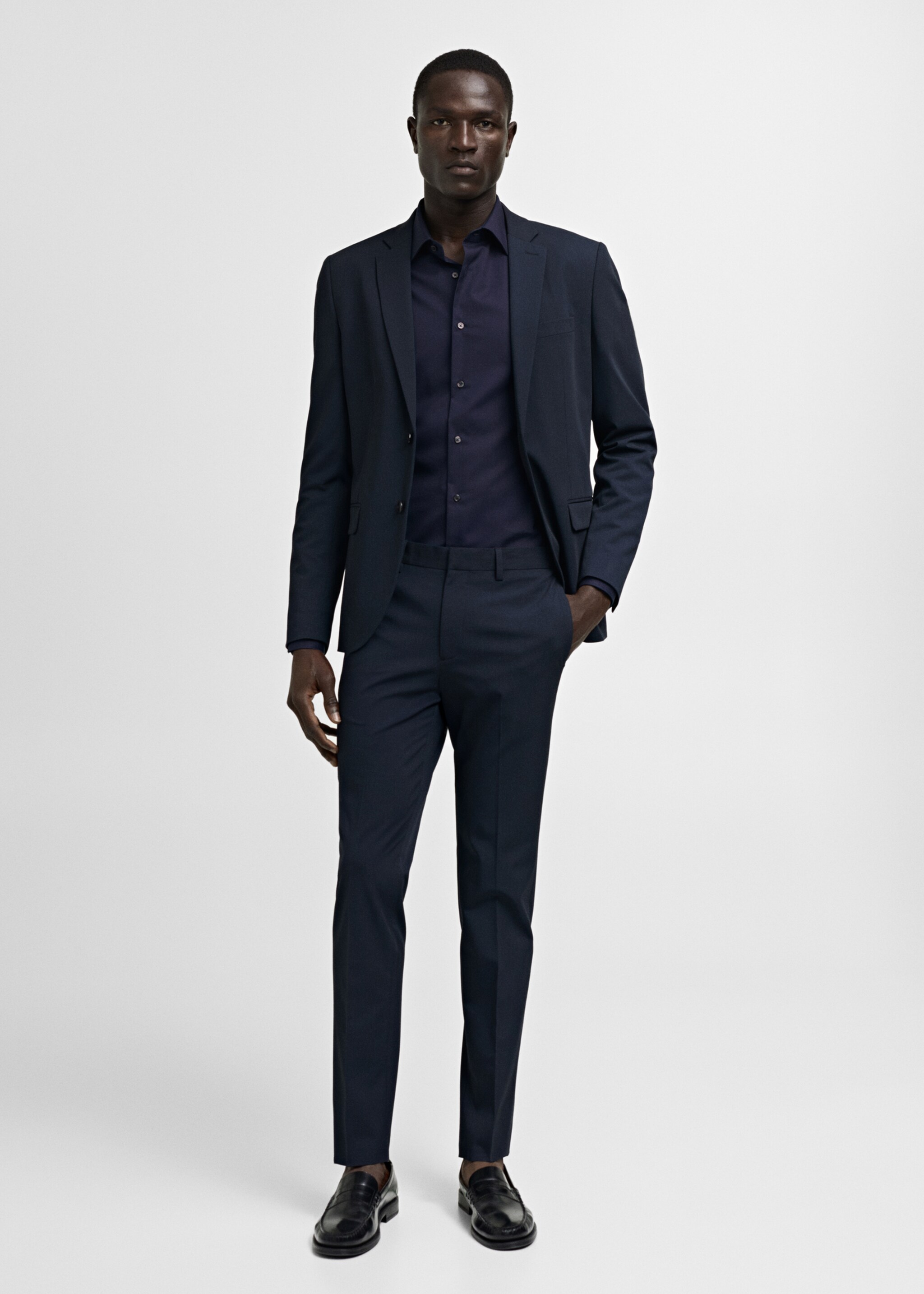 Camisa traje slim fit algodón popelín - Plano general