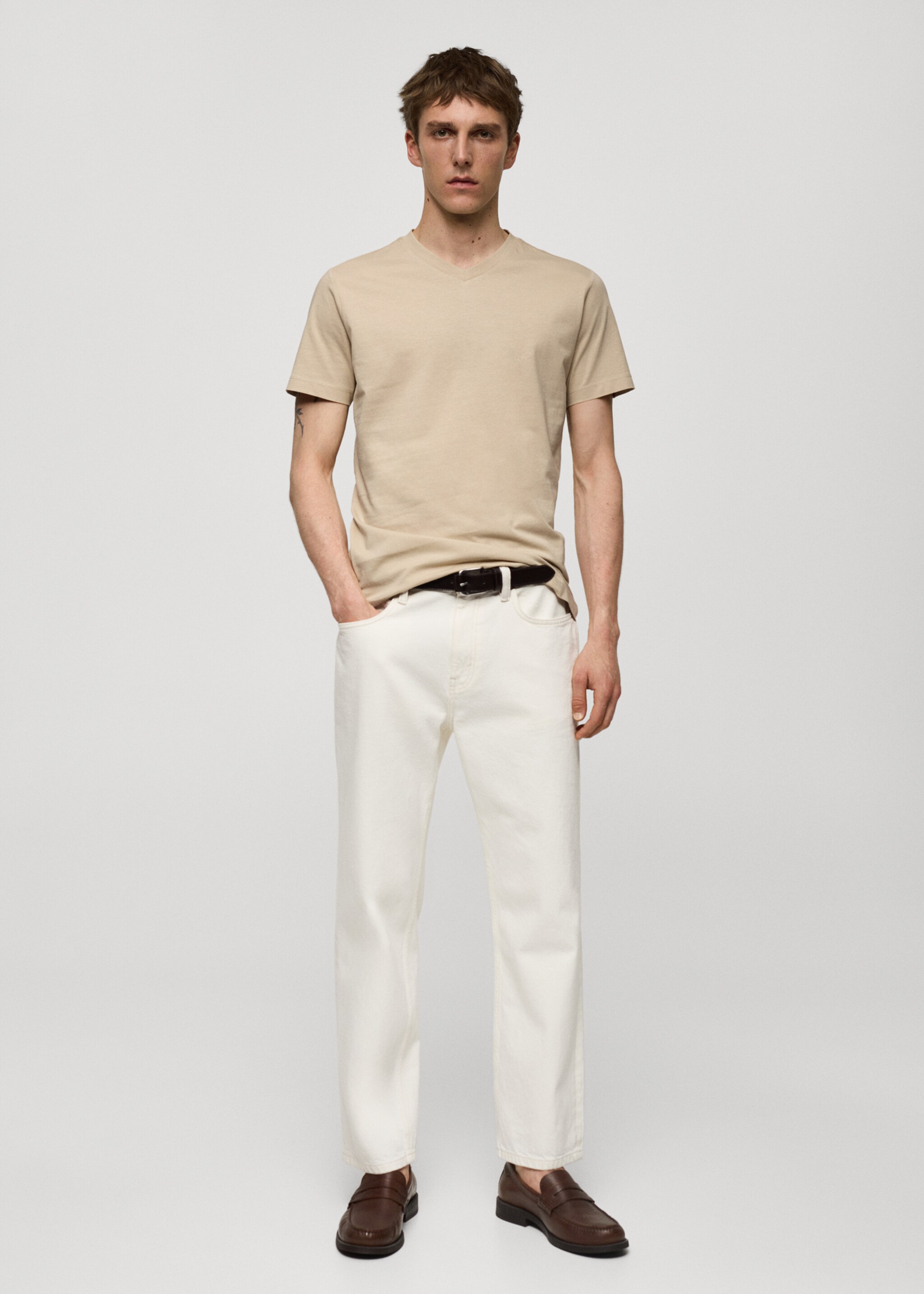 Slim-fit cotton V-neck t-shirt - General plane
