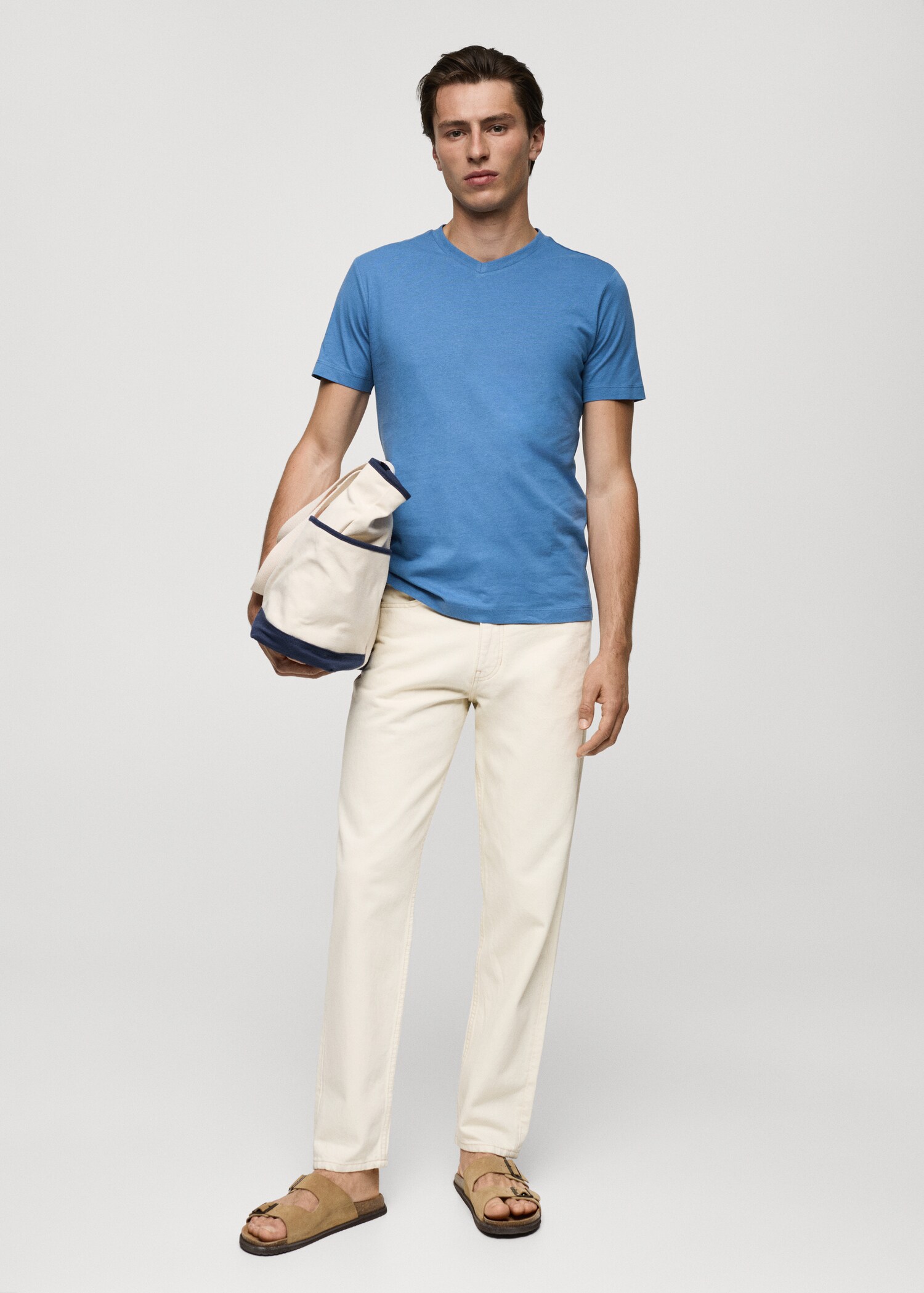 Slim-fit cotton V-neck t-shirt - General plane