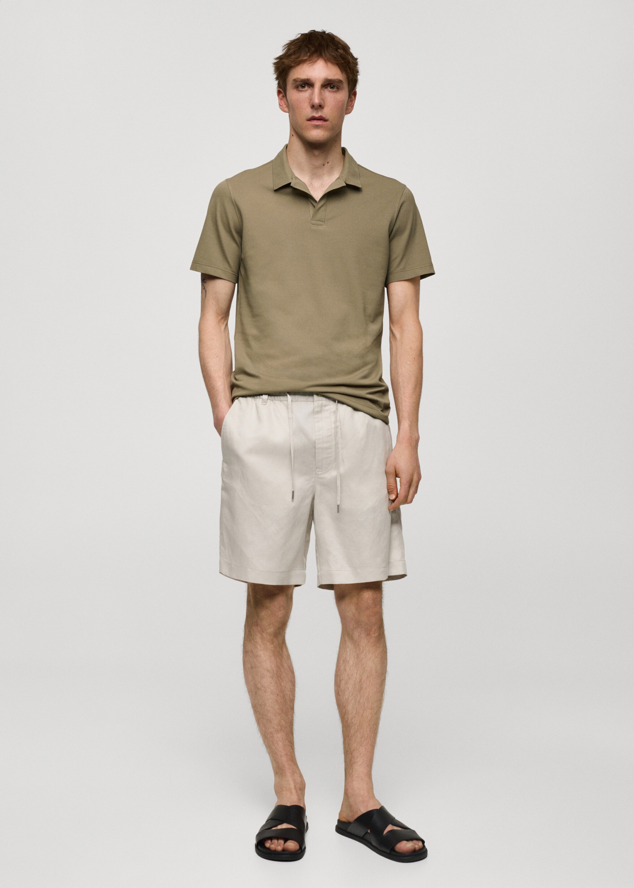 Slim-fit cotton-piqué polo shirt - General plane
