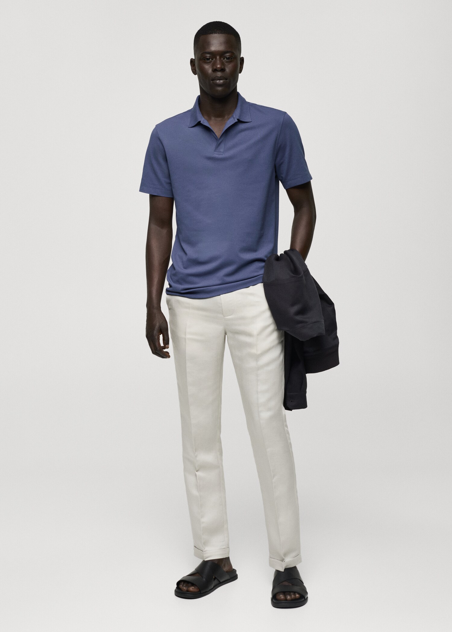 Slim-fit cotton-piqué polo shirt - General plane