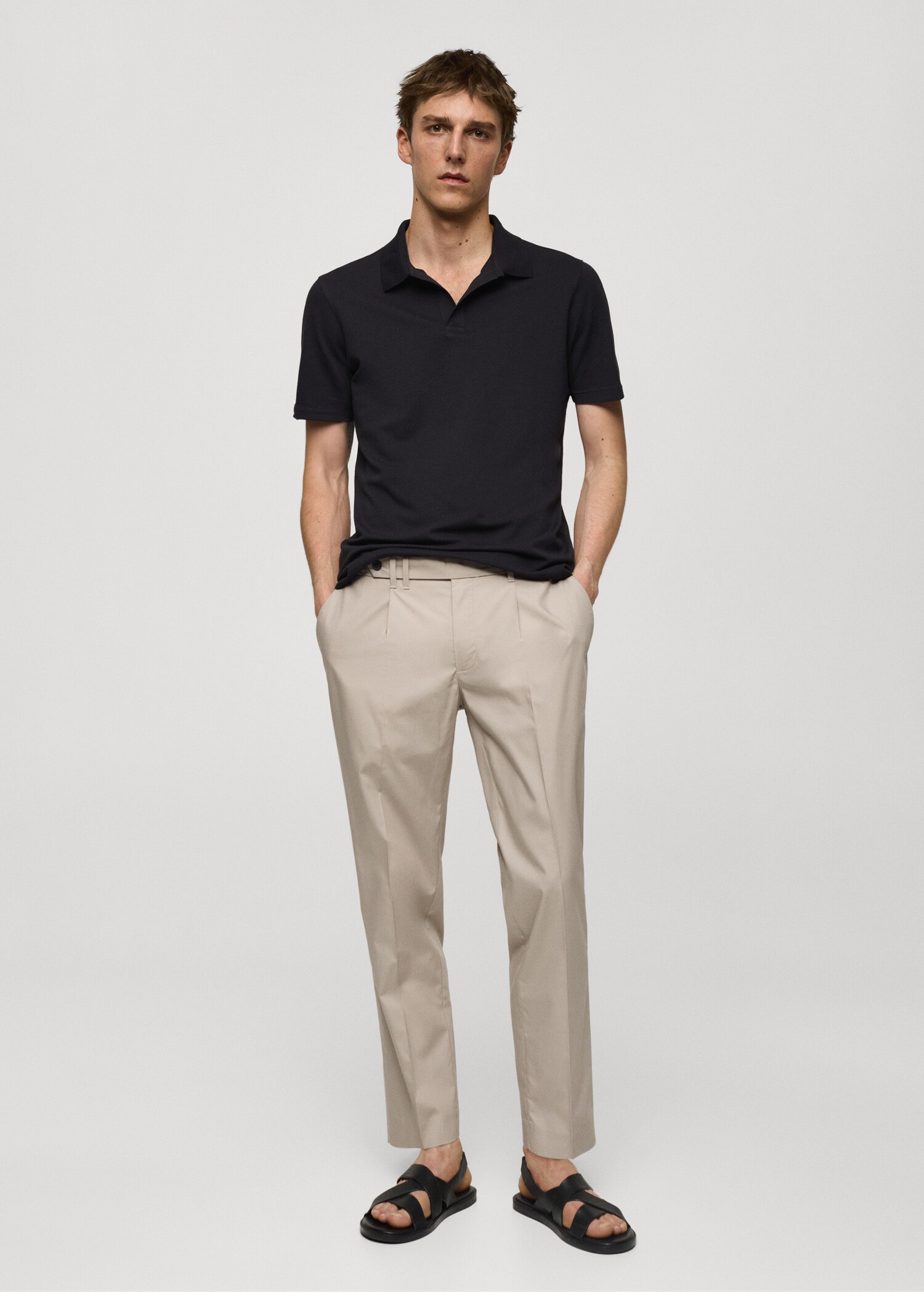 Slim-fit cotton-piqué polo shirt - General plane